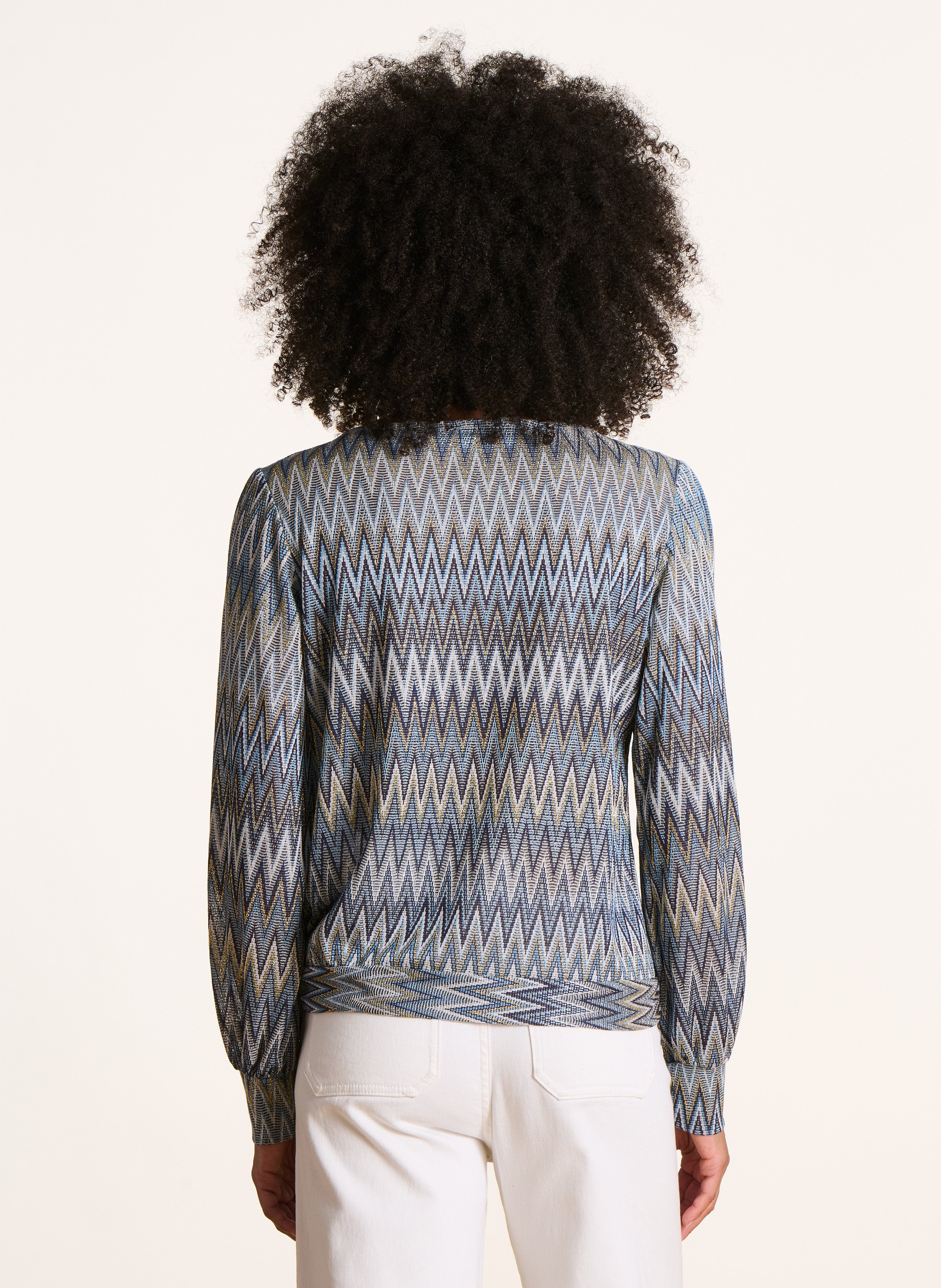 Blouse met ronde hals en print LA FEE MARABOUTEE Blauw