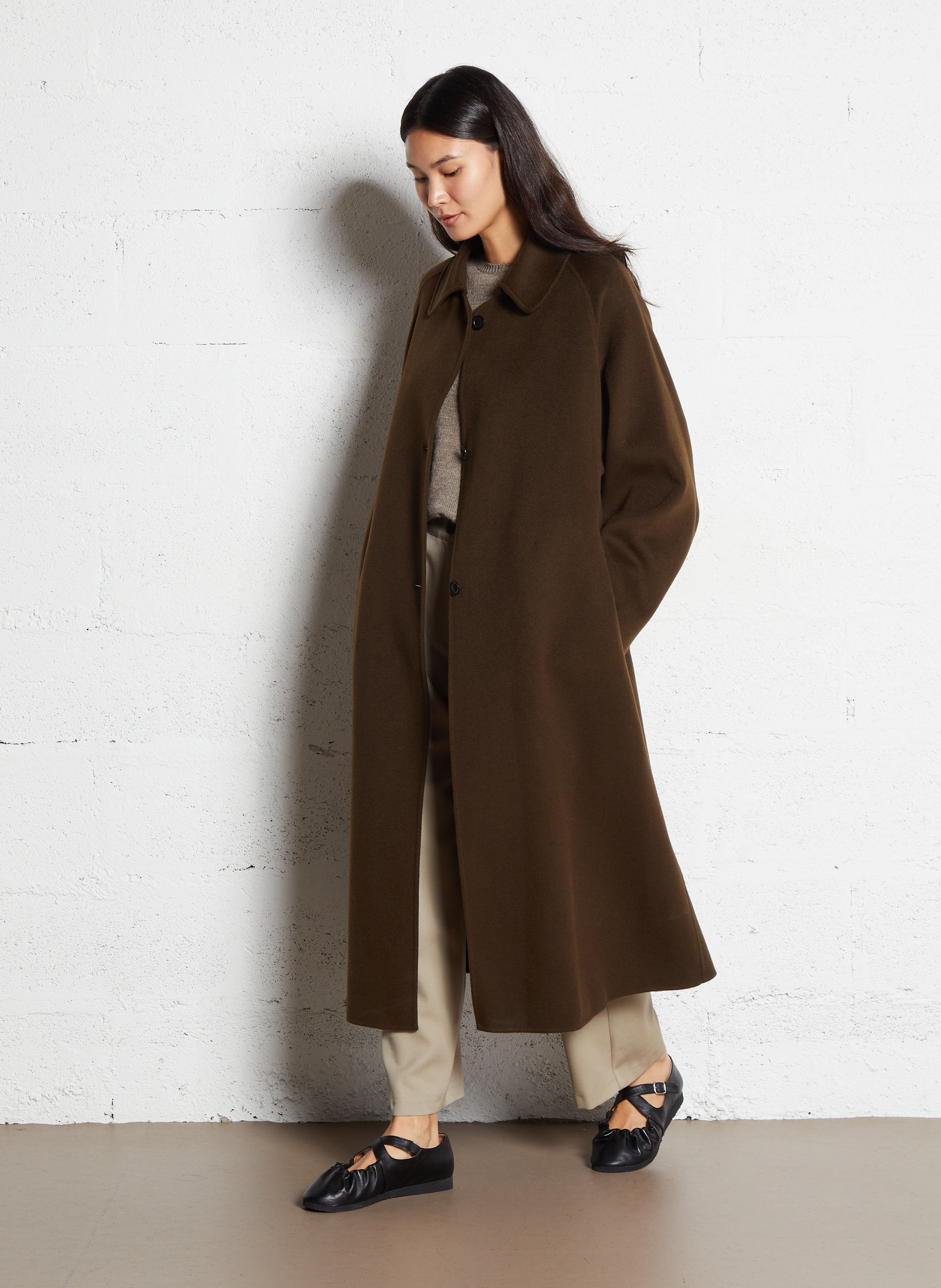 Manteau col tailleur en laine mélangée MASSCOB Marron