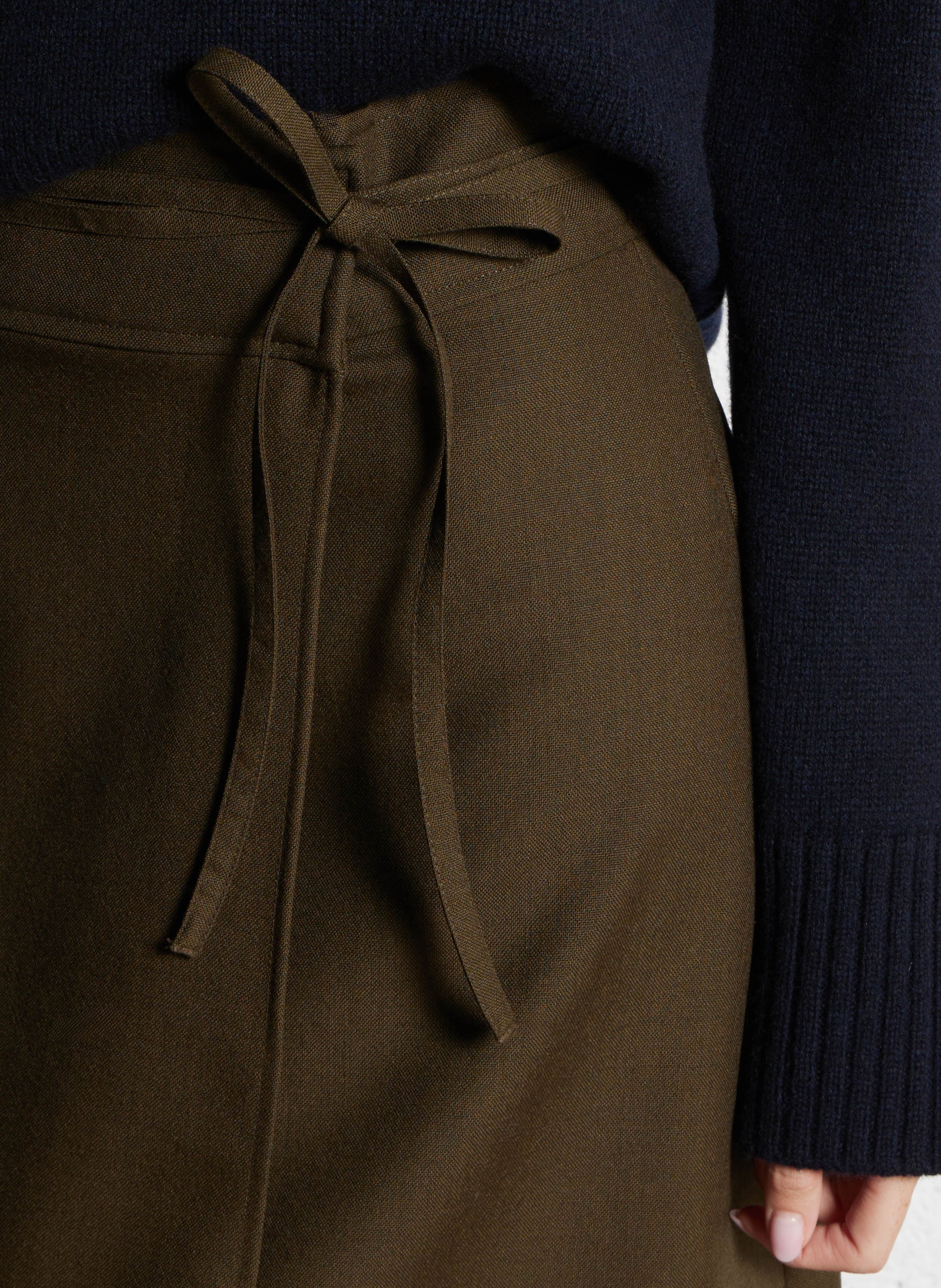 Flared wool midi skirt SOEUR Khaki