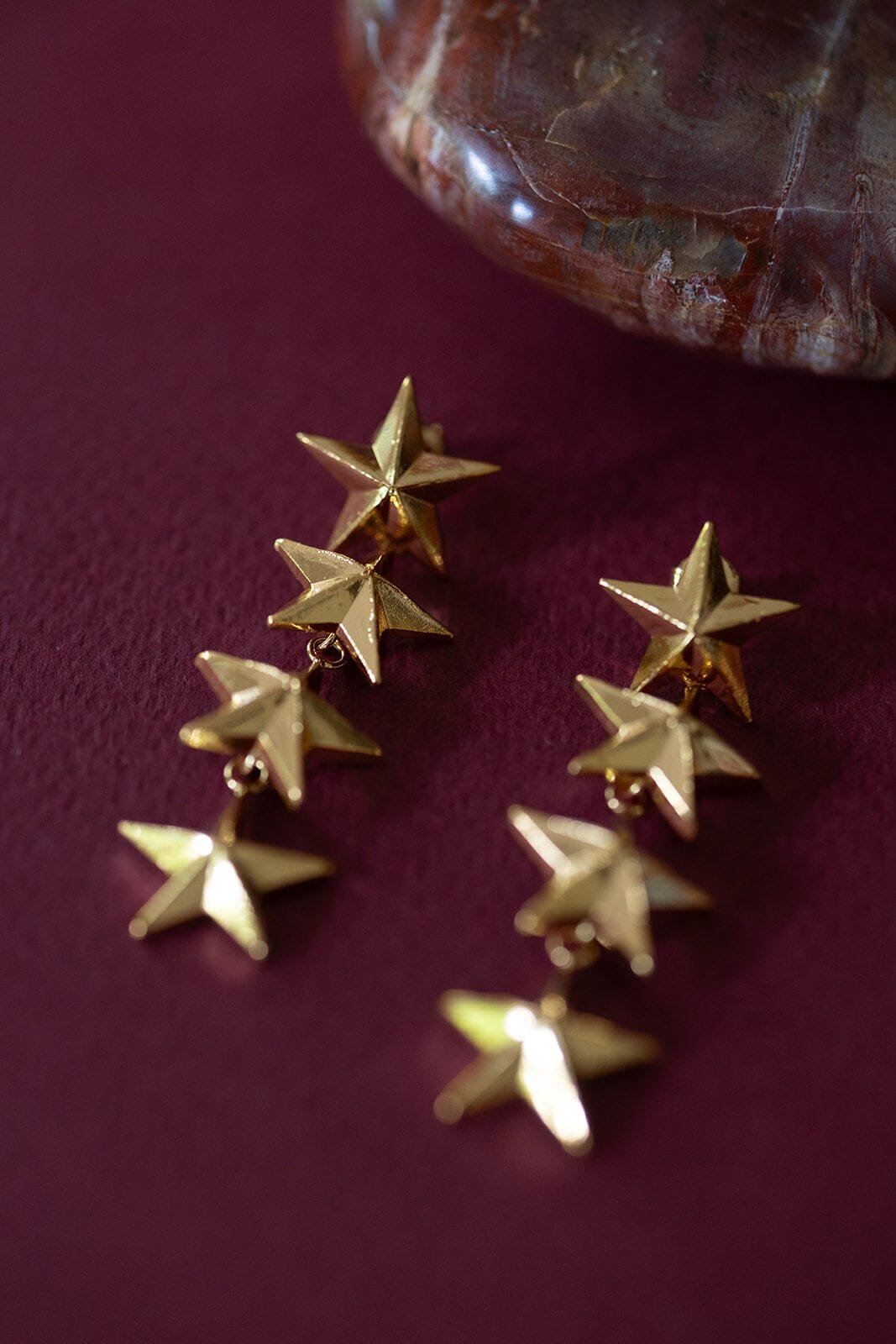 Dangling star gold-plated stud earrings MONSIEUR SIMONE Golden