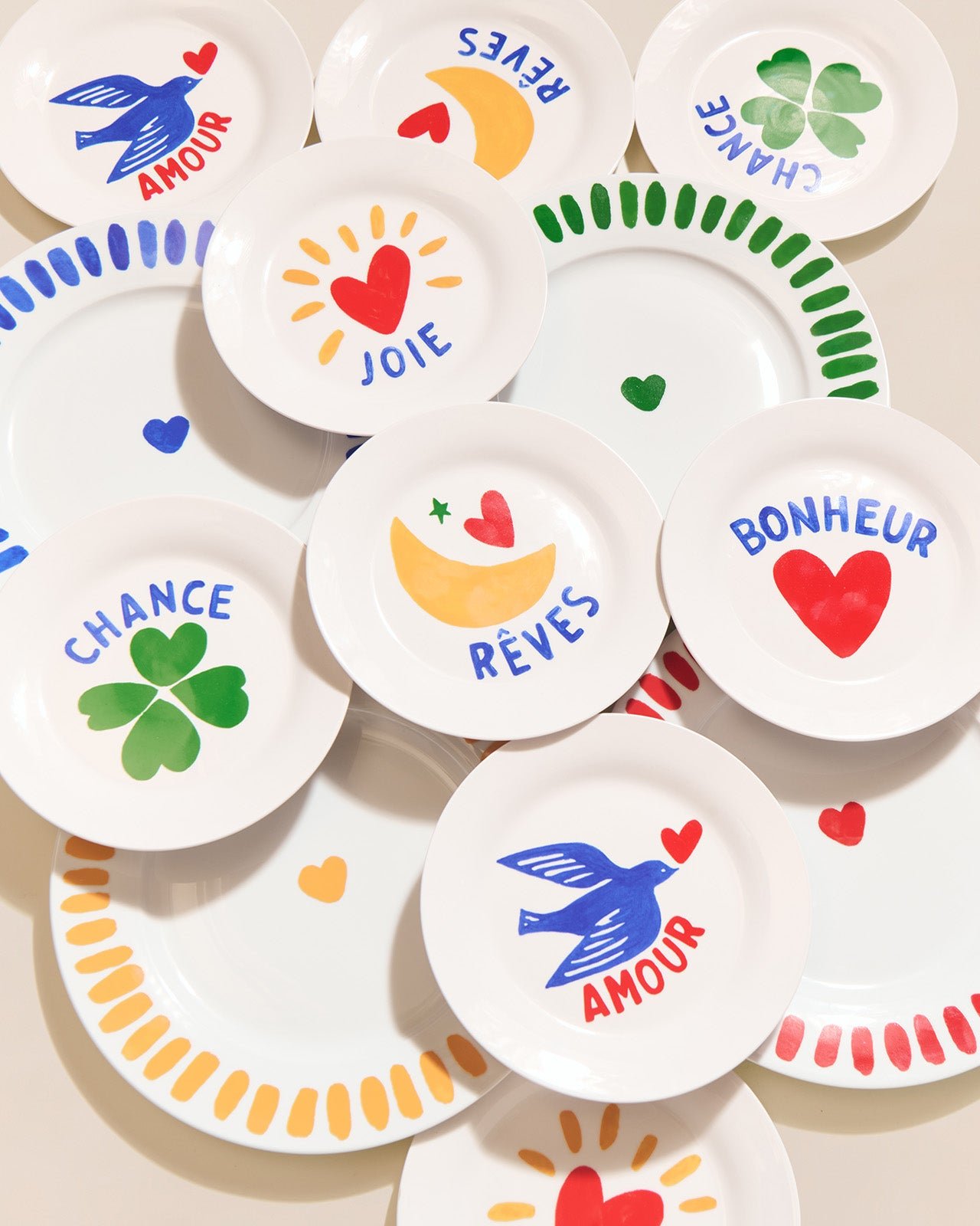 L'assiette bonheur en porcelaine EMOI EMOI Blanc