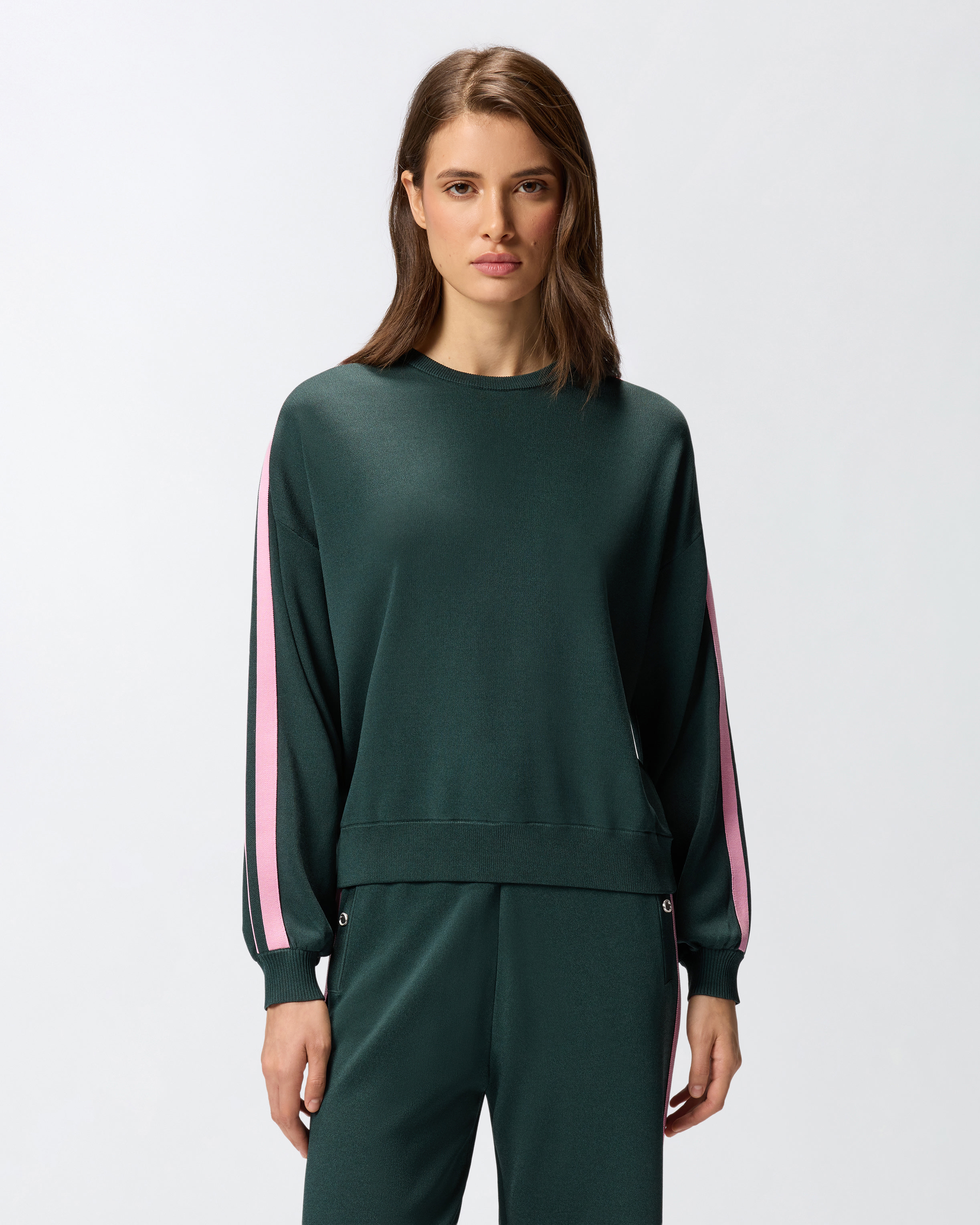 Sporty sweatshirt with love birds logo PINKO Green