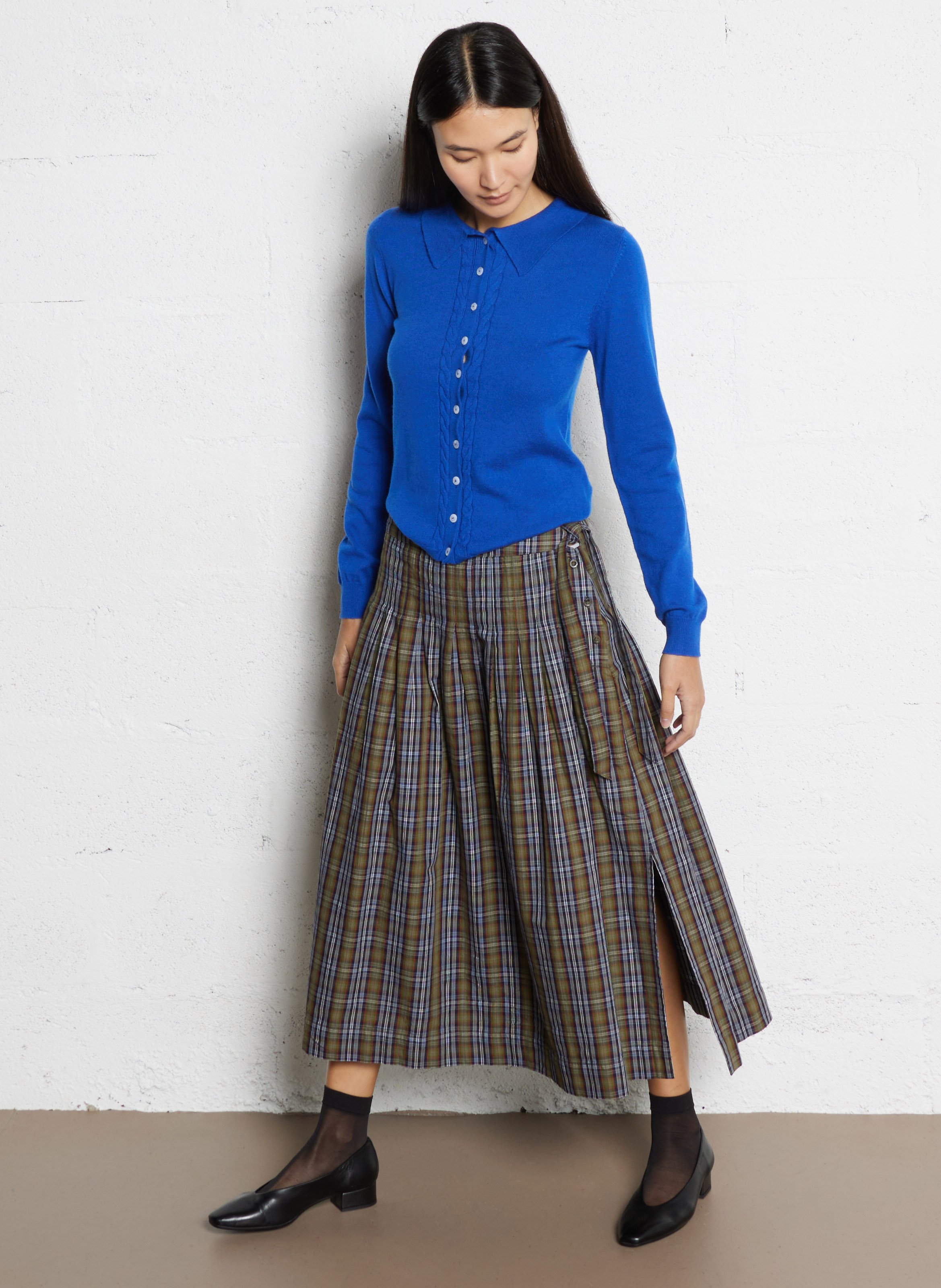 Cardigan unie en laine et cachemire DAMSON MADDER Bleu