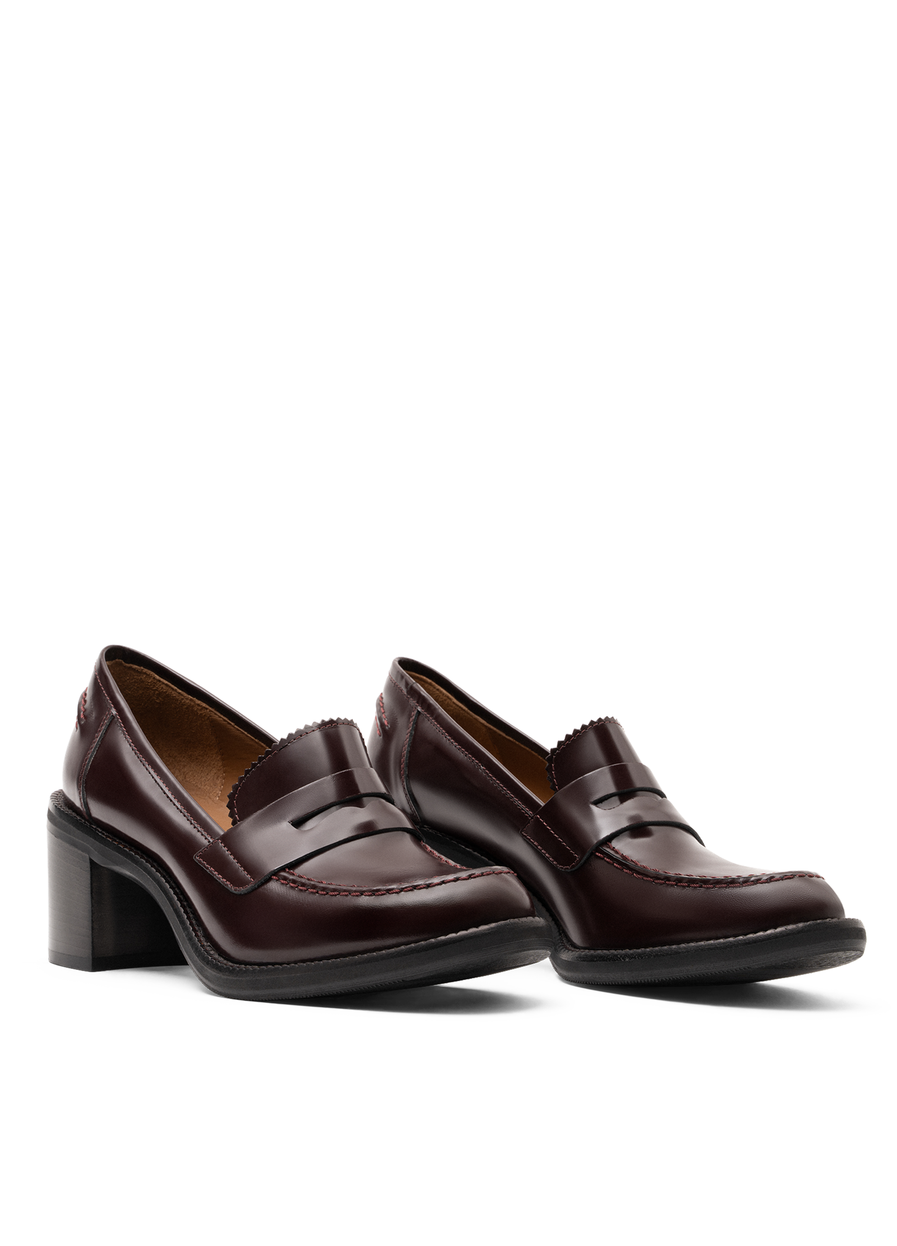 Mocassins en cuir brossé bordeaux PARALLELE PARIS Rouge