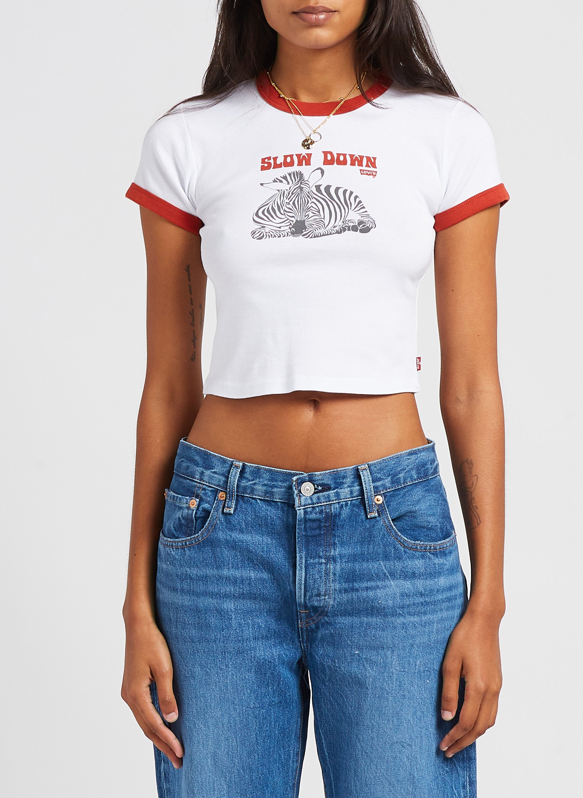 Tee shirt court col rond imprimé  LEVI'S White