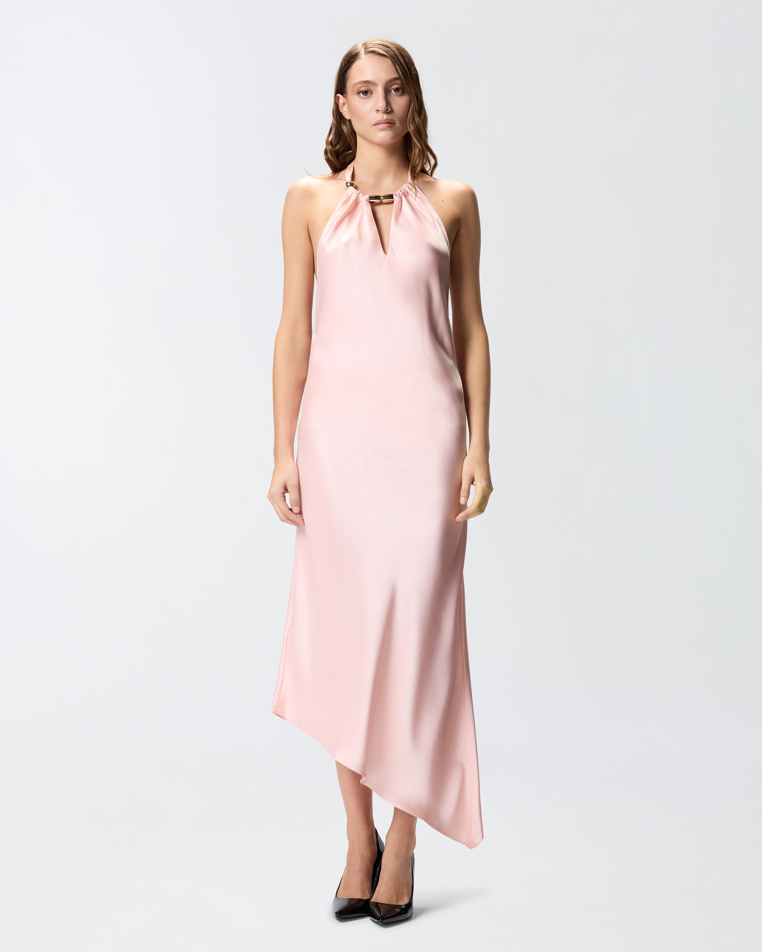 Long dress with open back PINKO Pink
