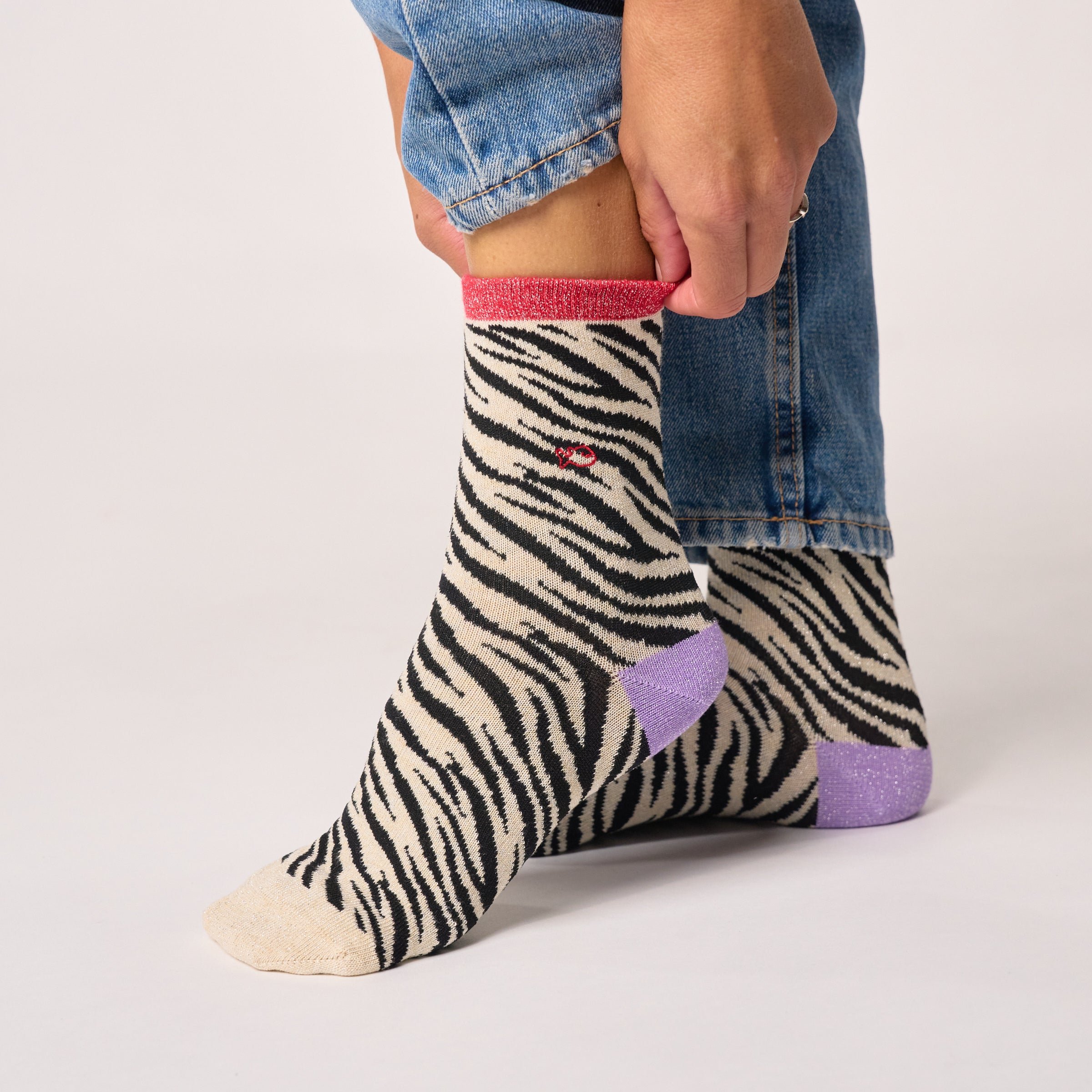Combed Cotton Zebra Socks Black