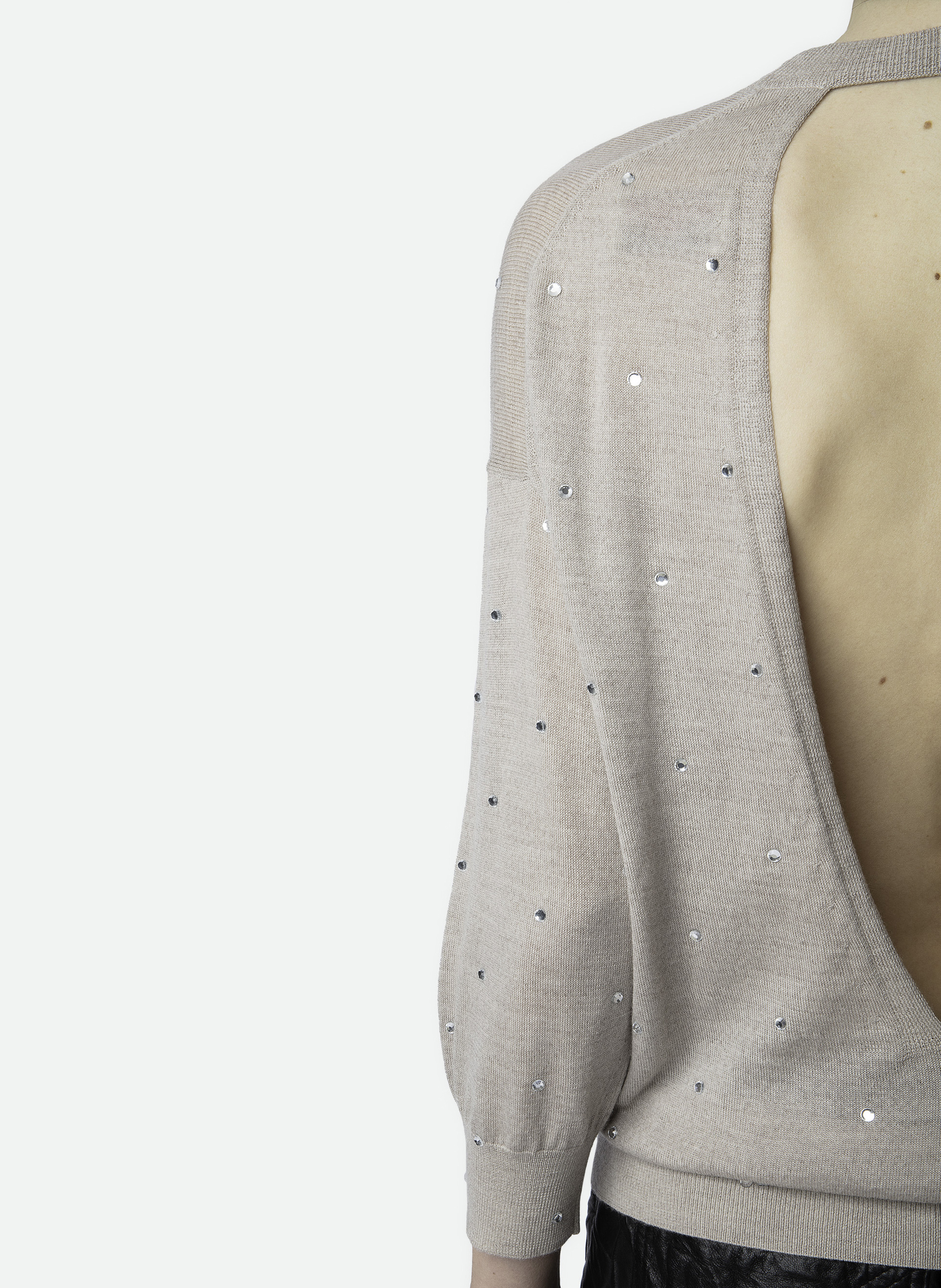 Pull droit col rond en laine mérinos ZADIG&VOLTAIRE Beige