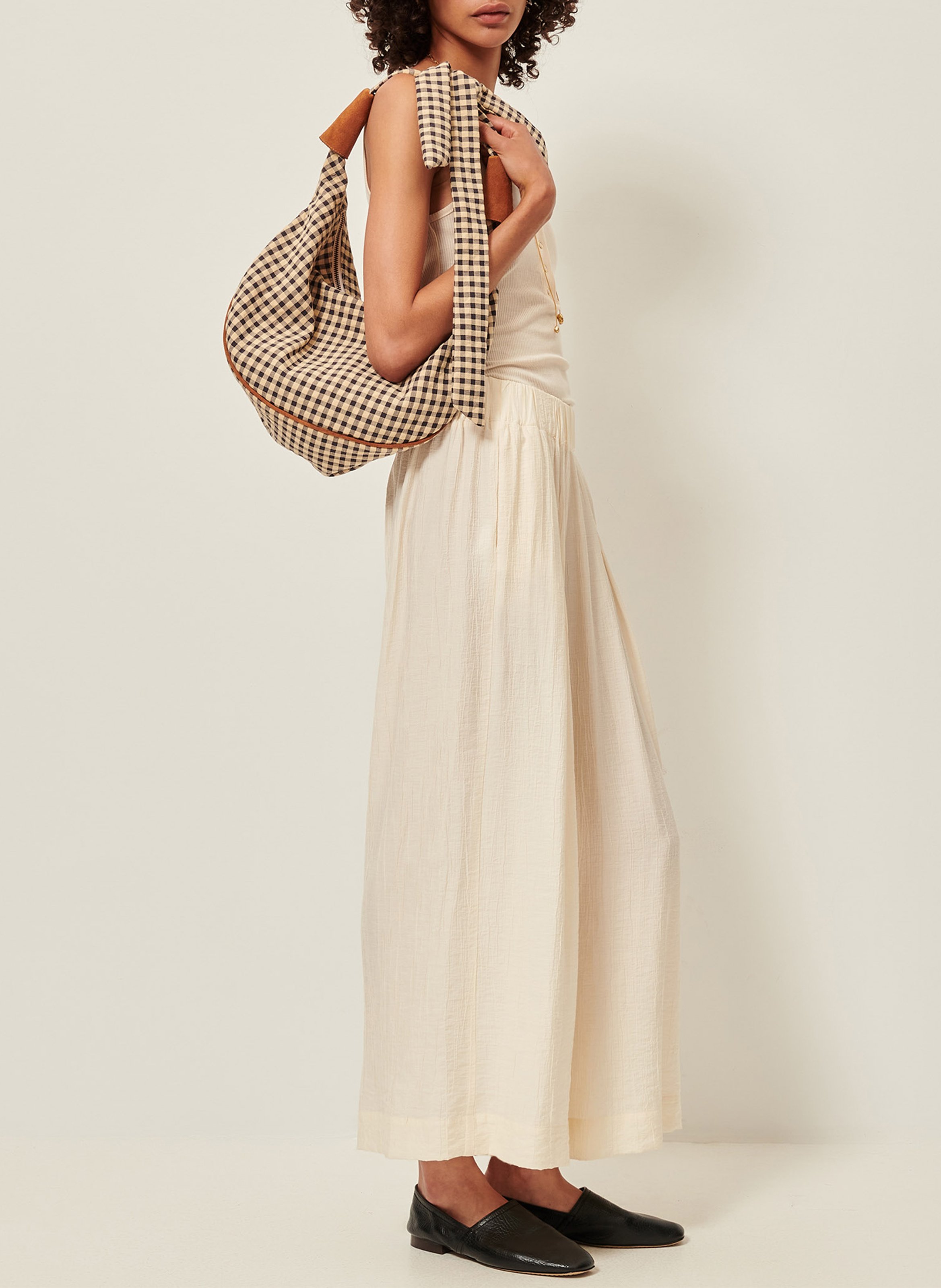 Weite 7/8-Hose aus antikem feinem Leinengewebe SESSUN Beige