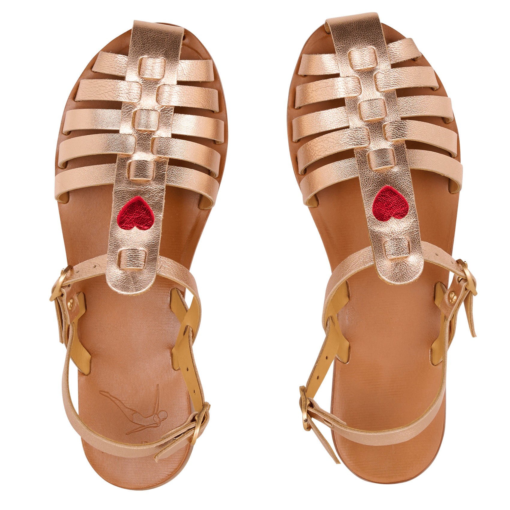 Metallic leren visser sandalen MAMA PRAIA Goudkleurig