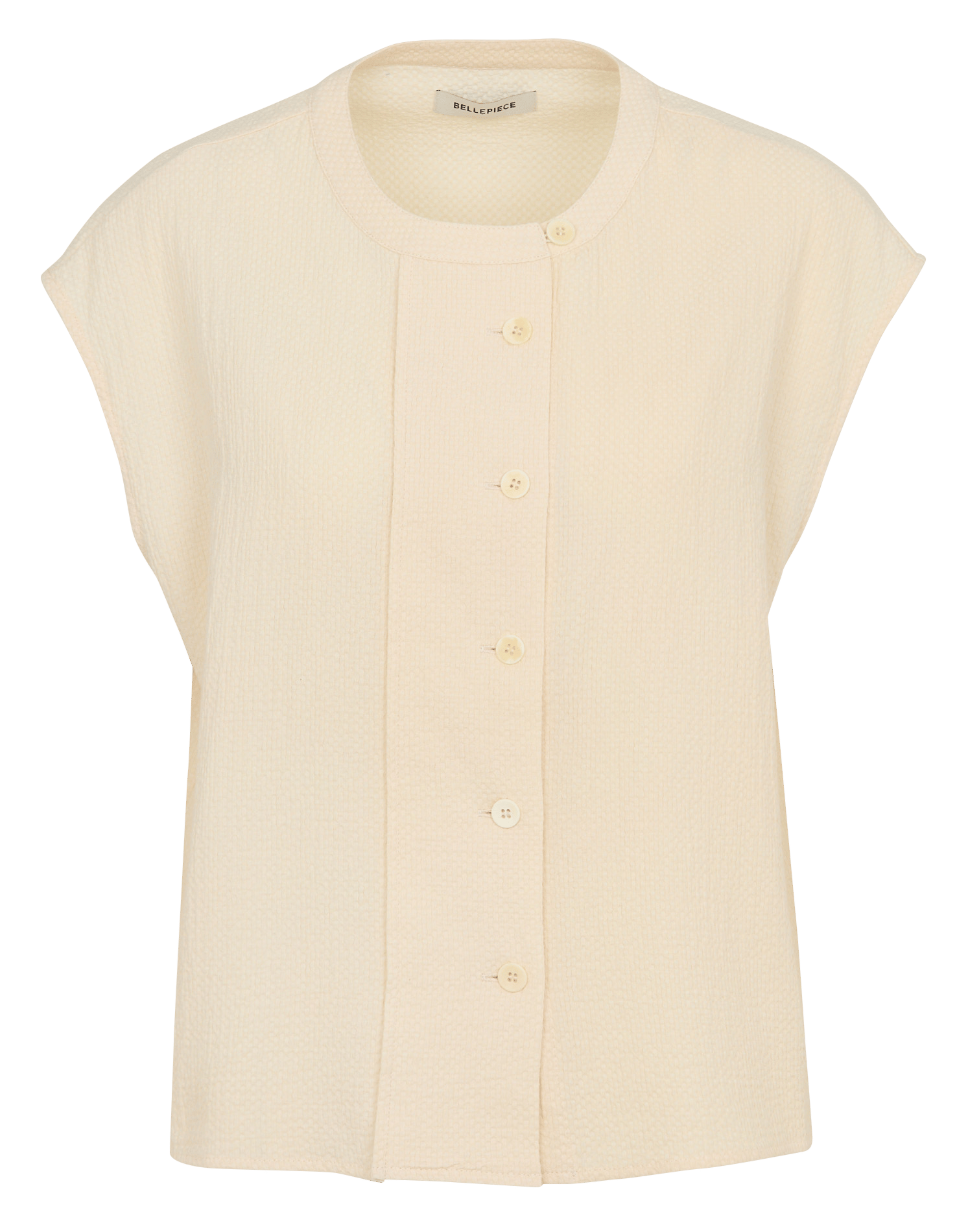 Loose-fit round-neck cotton top BELLEPIECE Beige