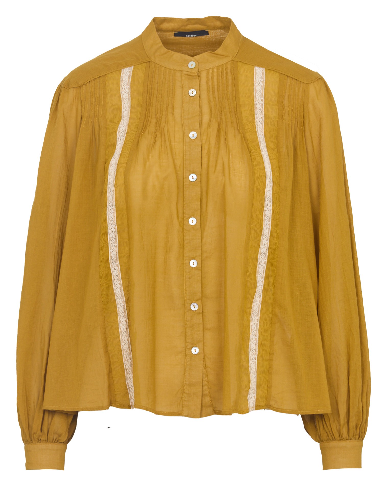 Baumwollbluse mit Rundhalskragen COTELAC Gelb