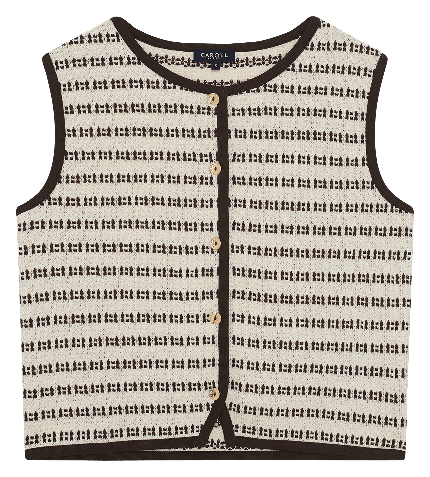 Top col rond en coton mélangé CAROLL Marron