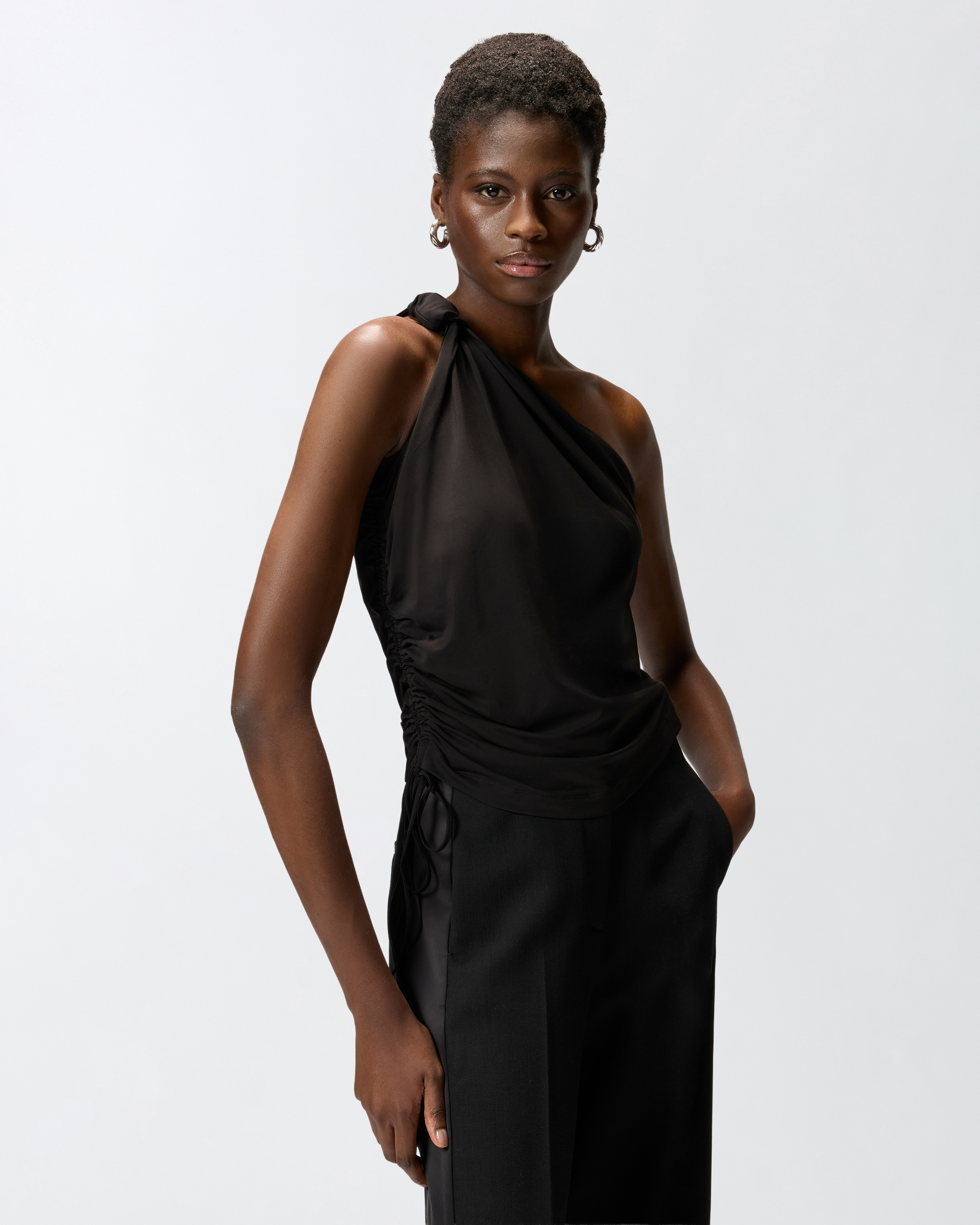 Asymmetrical top with bow Black