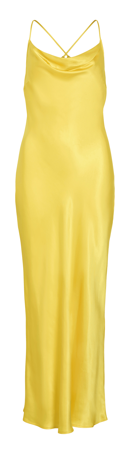 Langes, satiniertes Kleid ROUGE EDIT Gelb