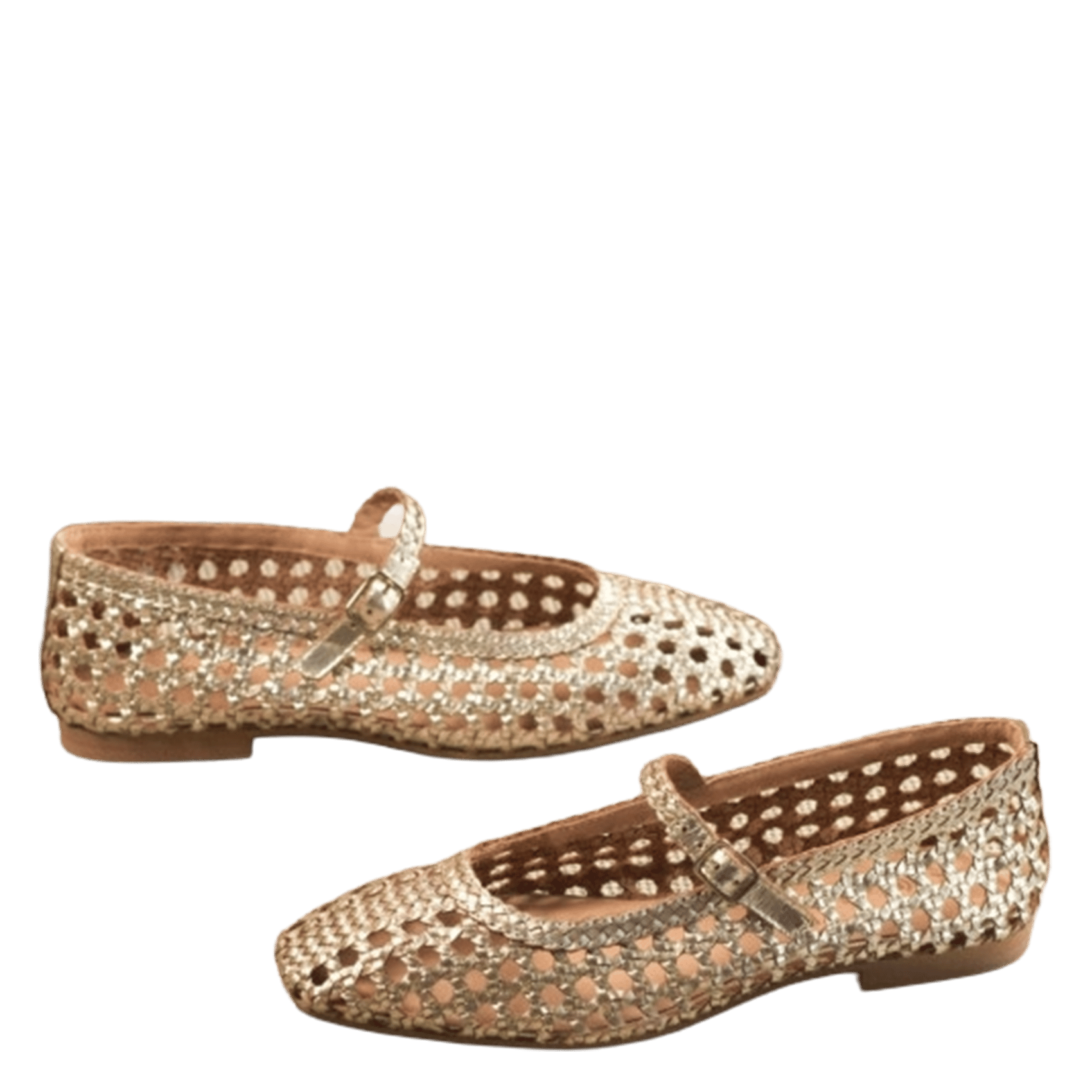 Metallic woven leather ballet flats REQINS Goudkleurig