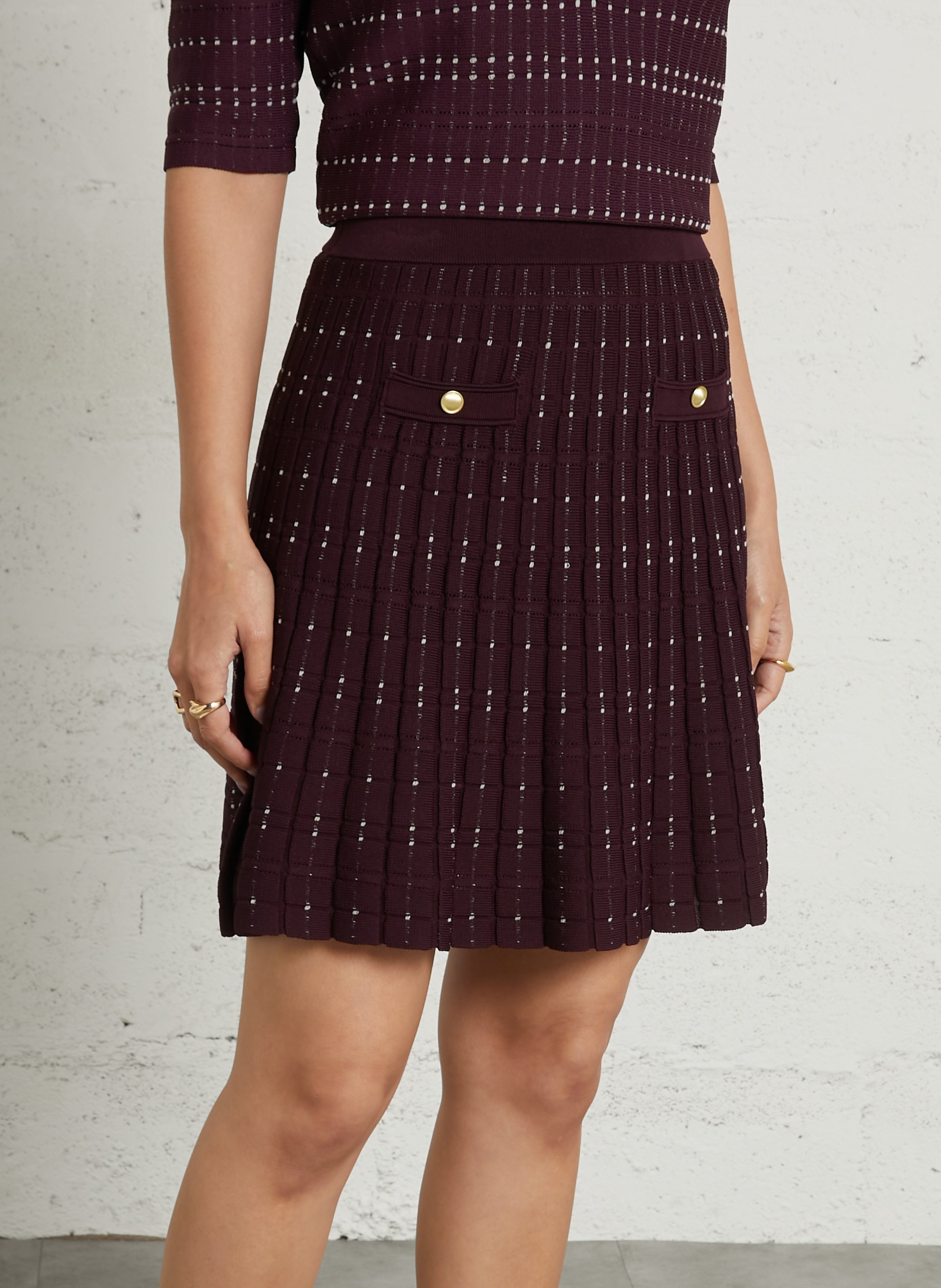 Jupe courte en maille SUNCOO Prune