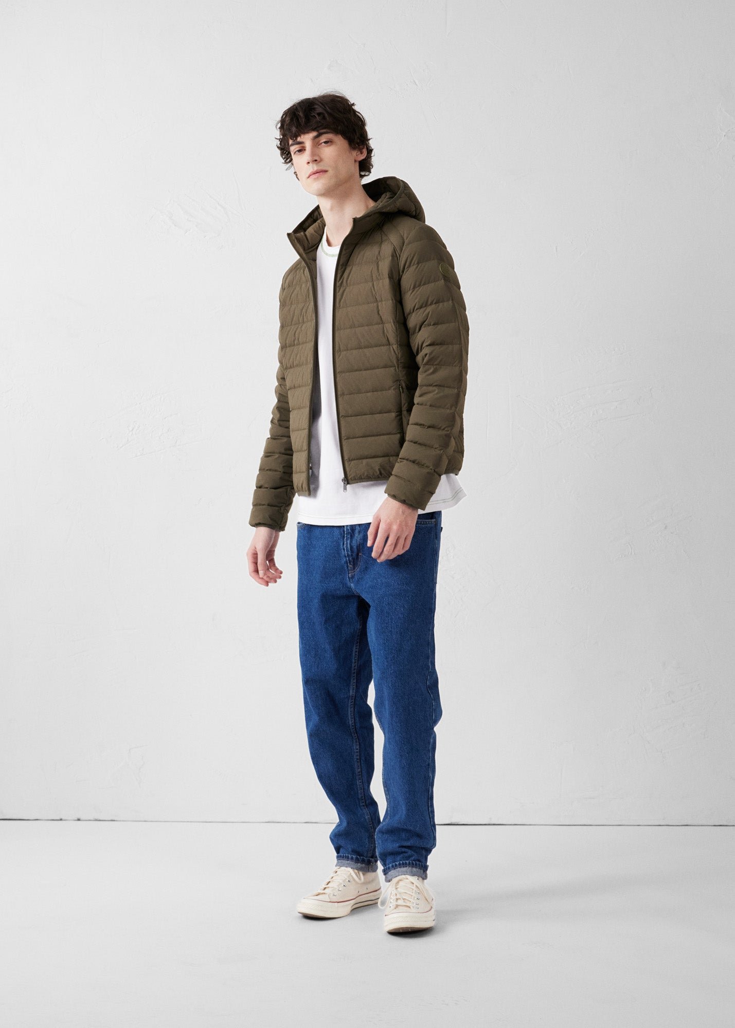 Frantz lightweight stretch hooded down jacket JOTT Green