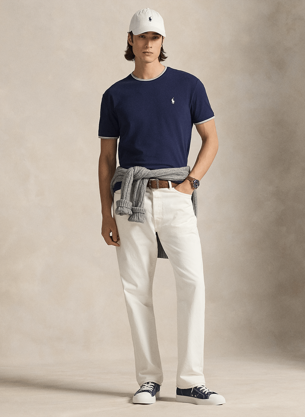 Gerade geschnittenes Rundhals-T-Shirt aus Baumwoll-Mix POLO RALPH LAUREN Blau