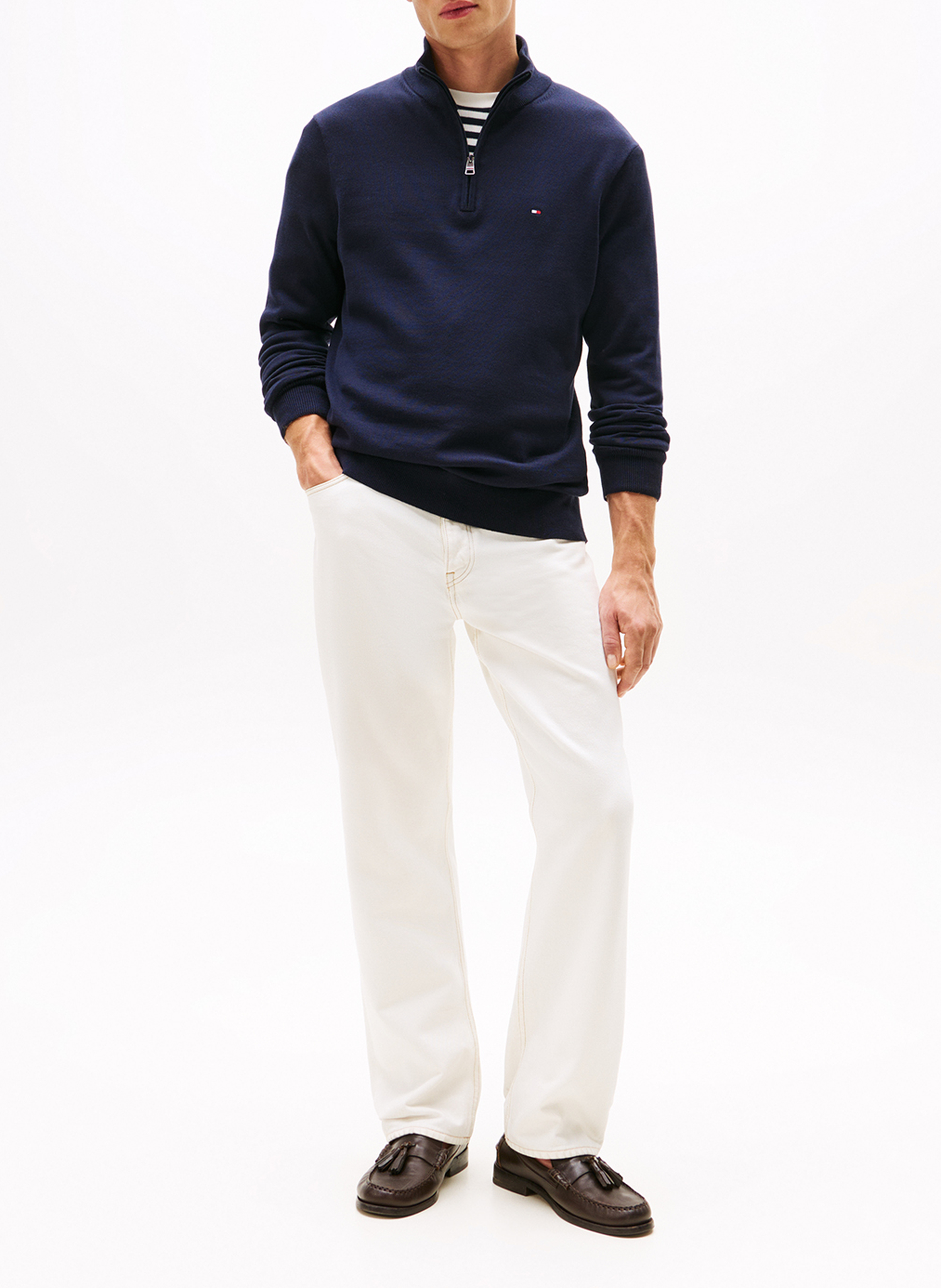 Gerade geschnittener Baumwollpullover TOMMY HILFIGER Blau