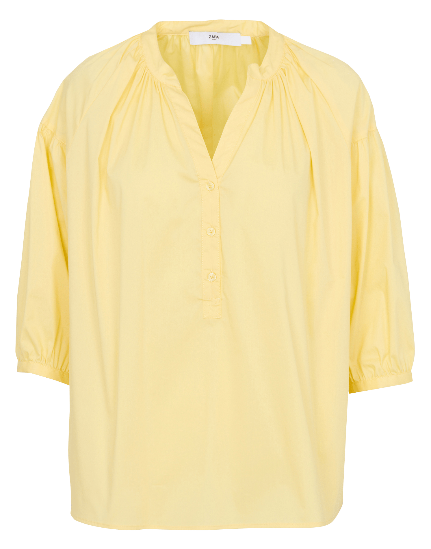 Henley-Bluse aus Baumwoll-Mix ZAPA Gelb