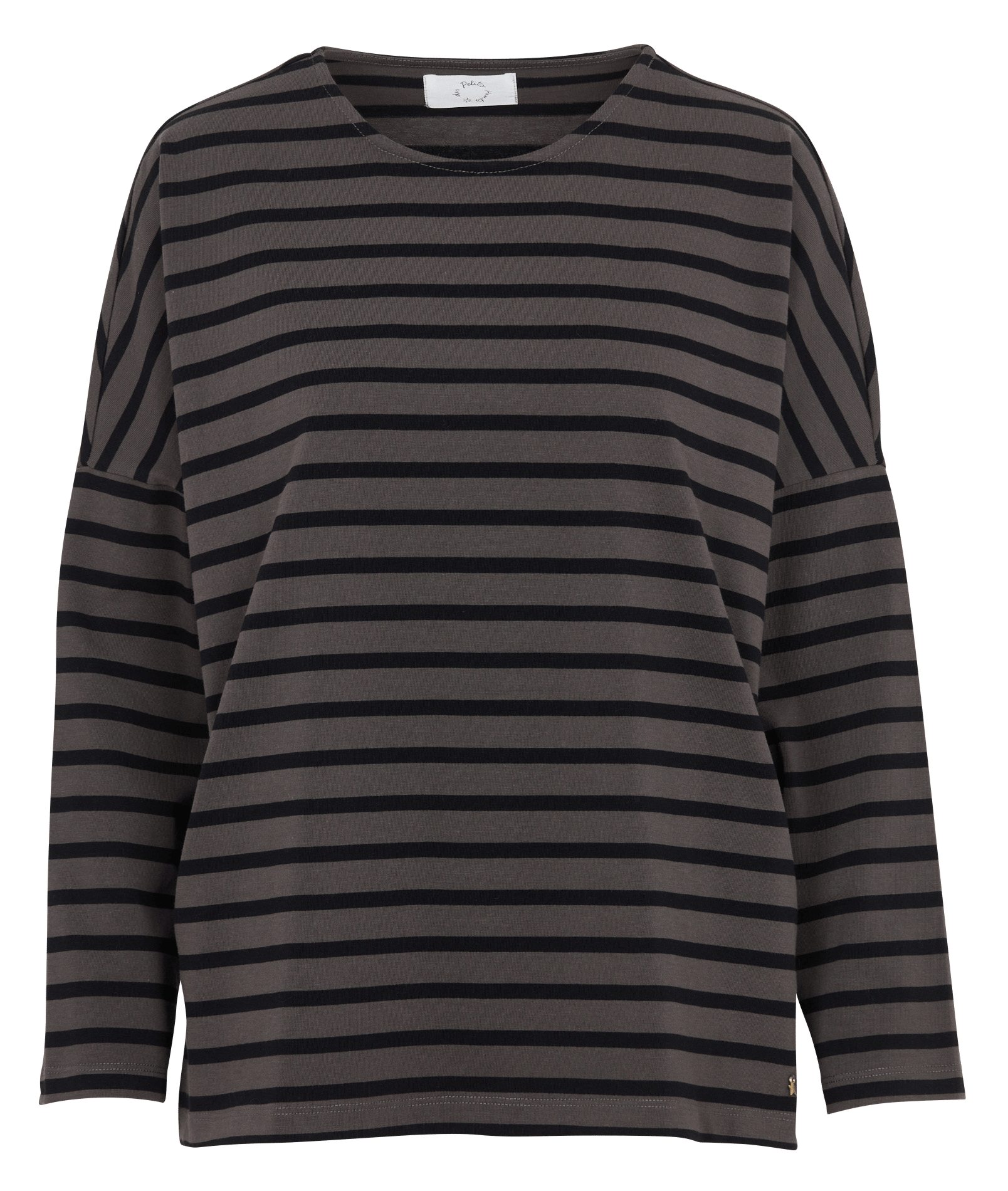 Tee-shirt oversize col rond en coton rayé DES PETITS HAUTS Multicolore
