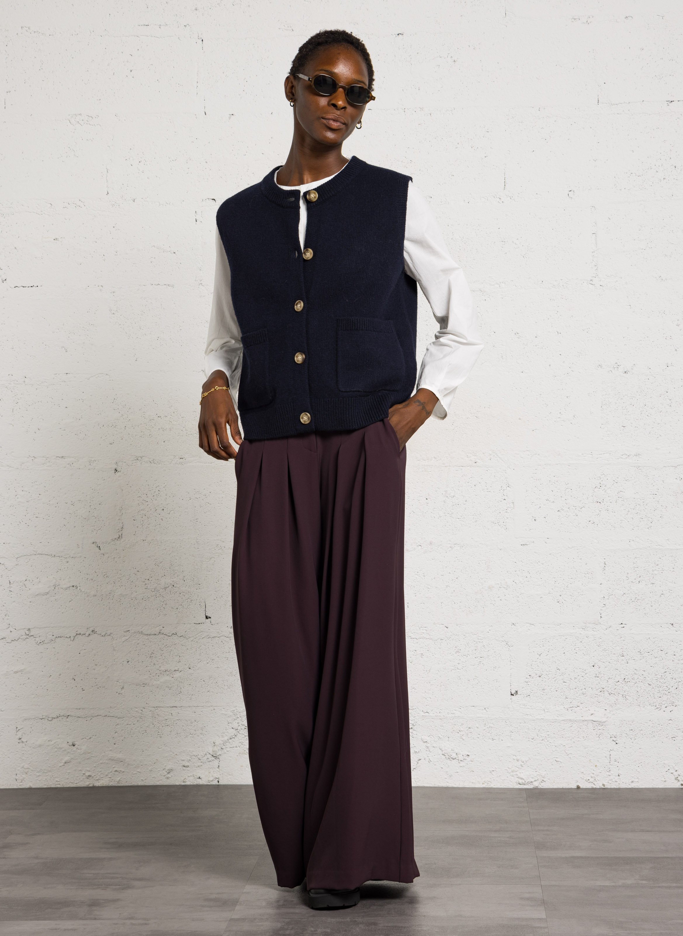 Rundhals-Cardigan aus Wollmix JC SOPHIE Blau