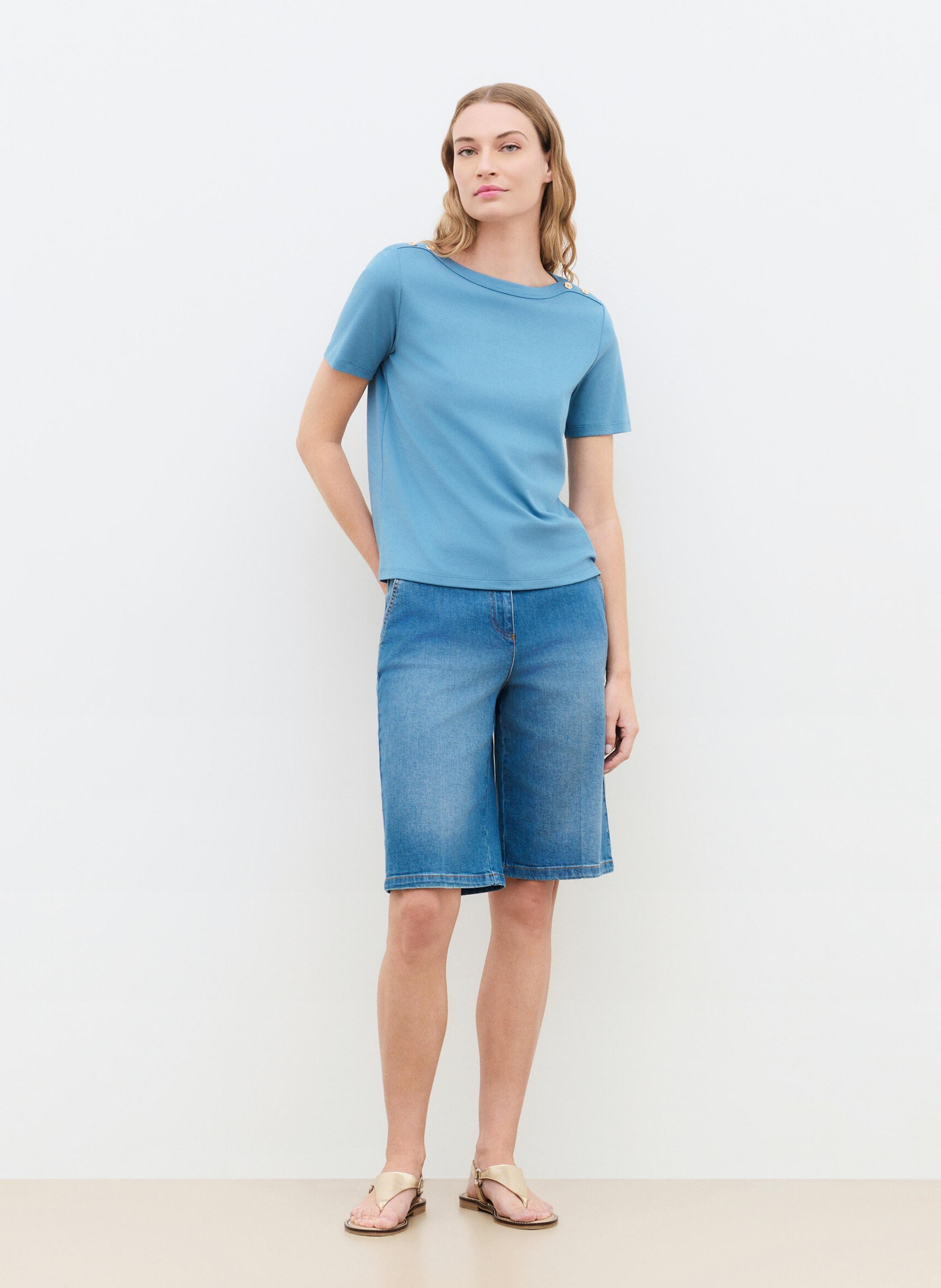 Tee-shirt ajusté en coton CAROLL Bleu
