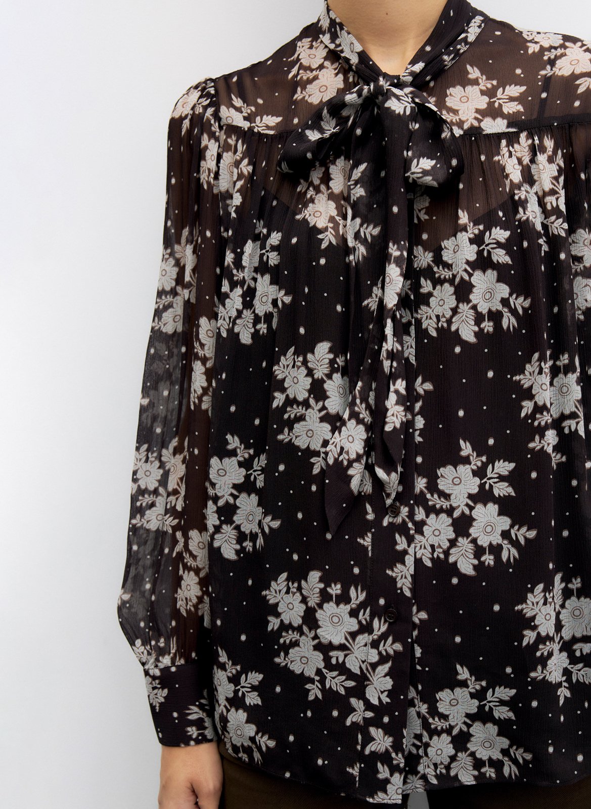 Chemise ample col lavallière GERARD DAREL Marron