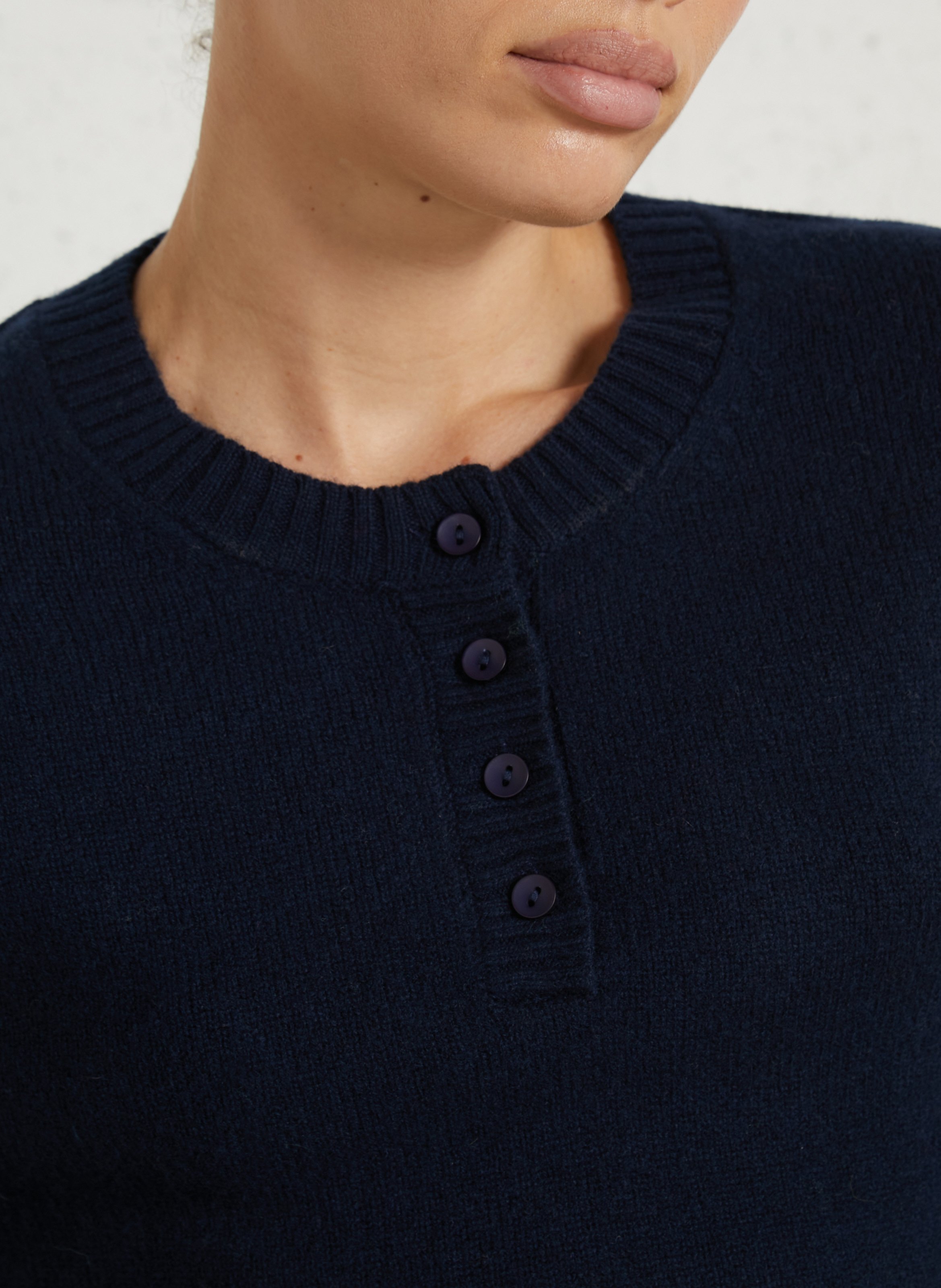 Pull col rond en laine BELLA JONES Bleu