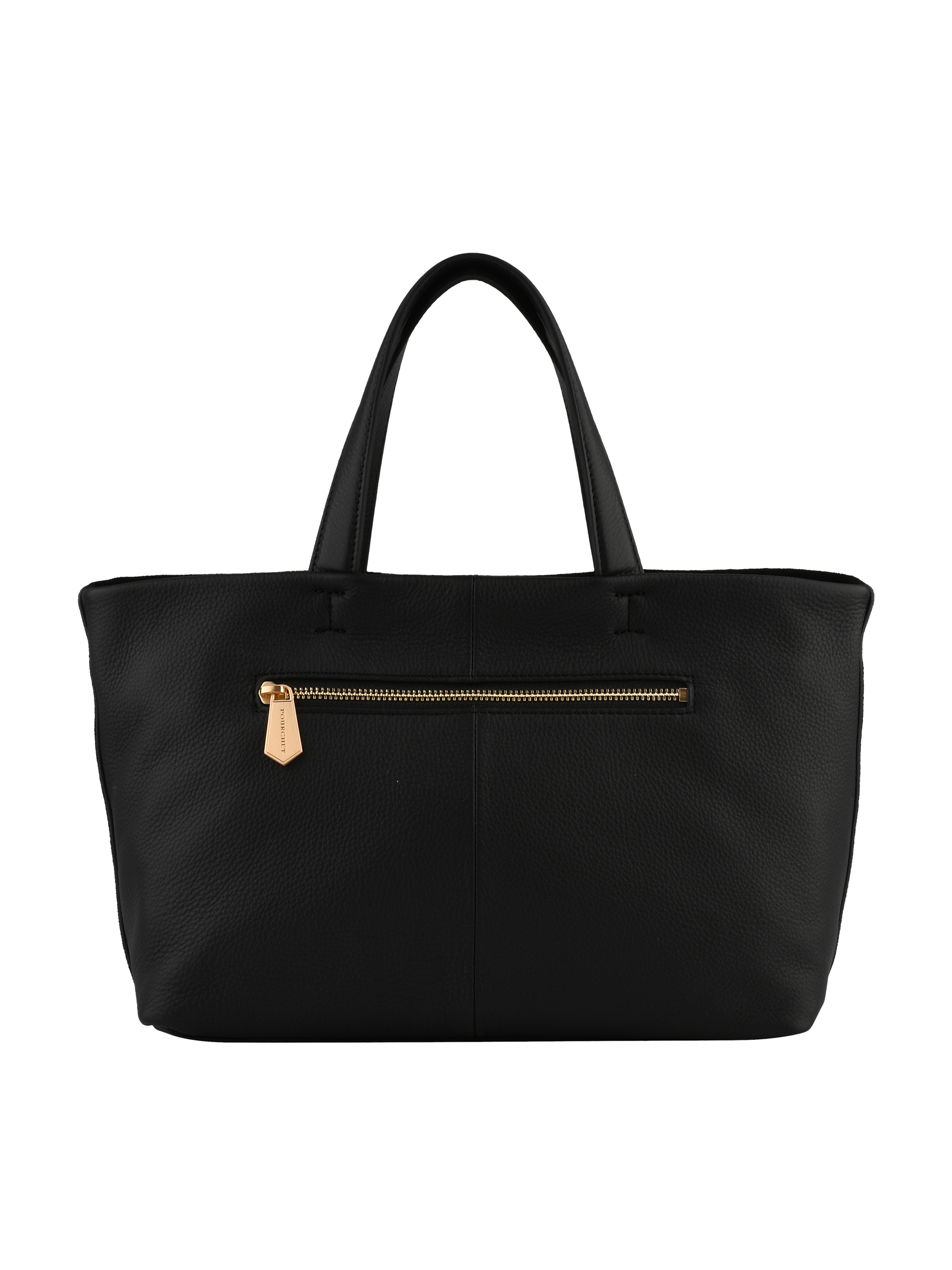Cowhide suede-style tote bag POURCHET Black