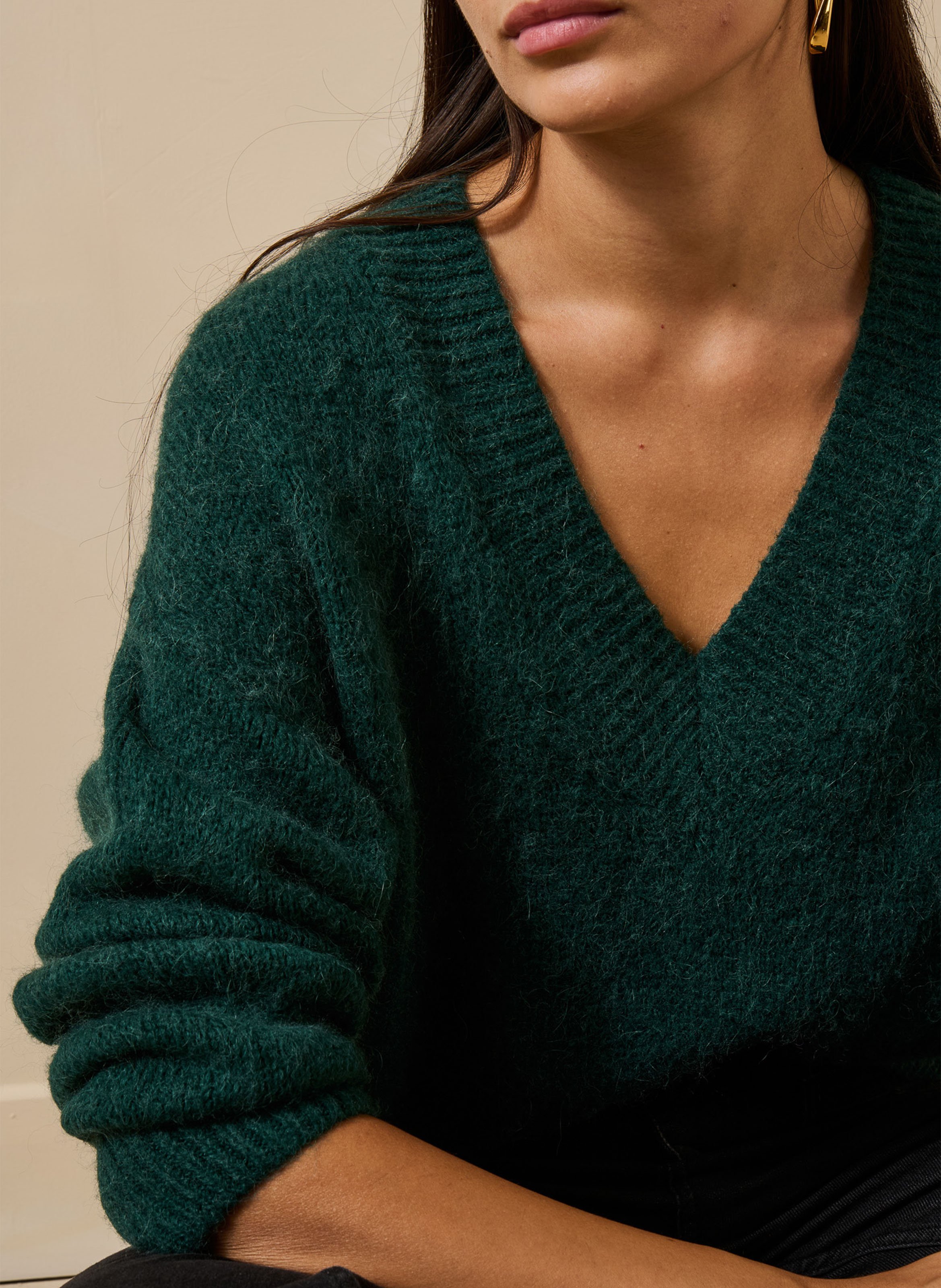 Loose-fit V-neck sweater LA FEE MARABOUTEE Green