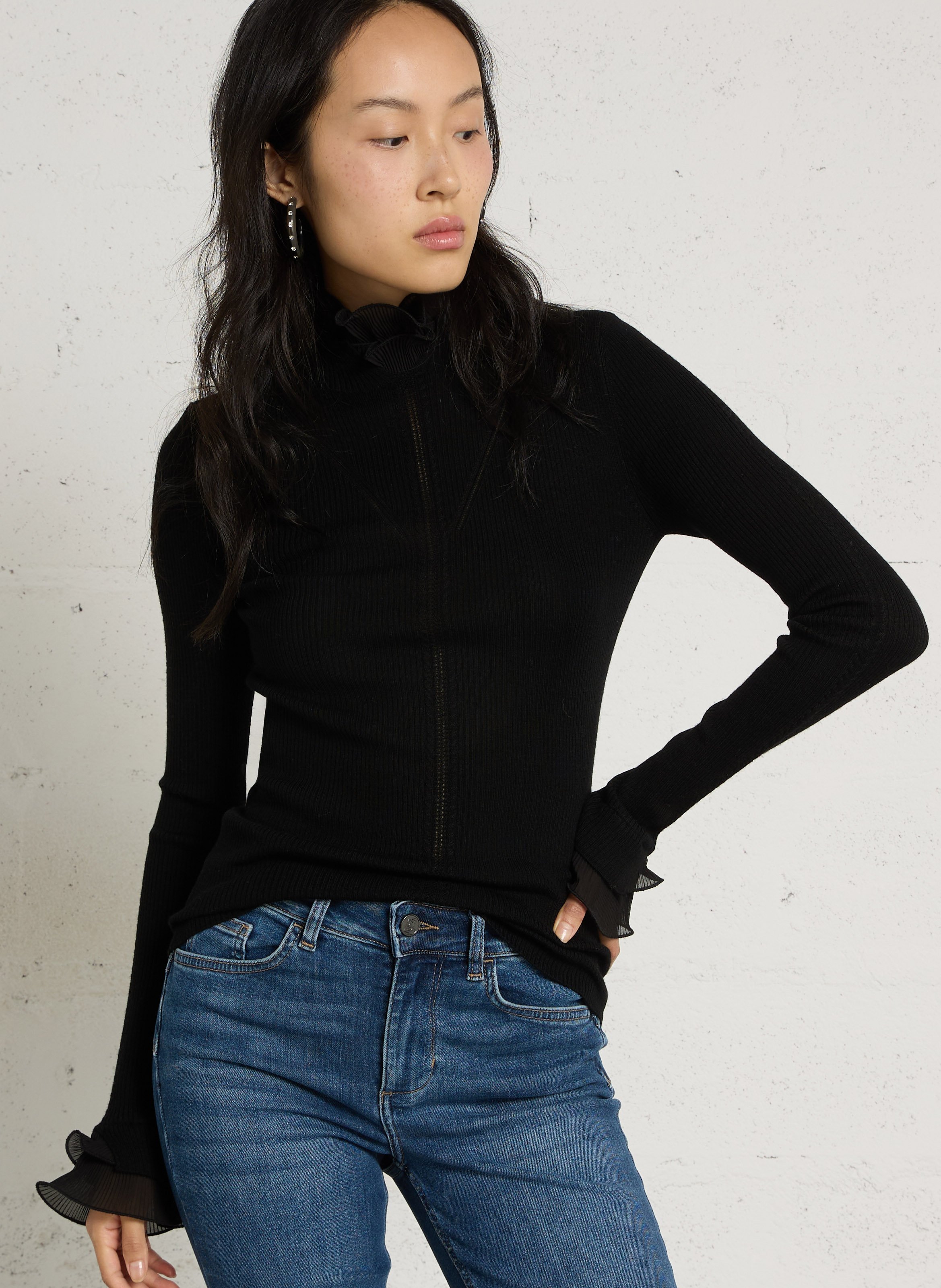 Eng anliegender Wollpullover LIU JO Schwarz