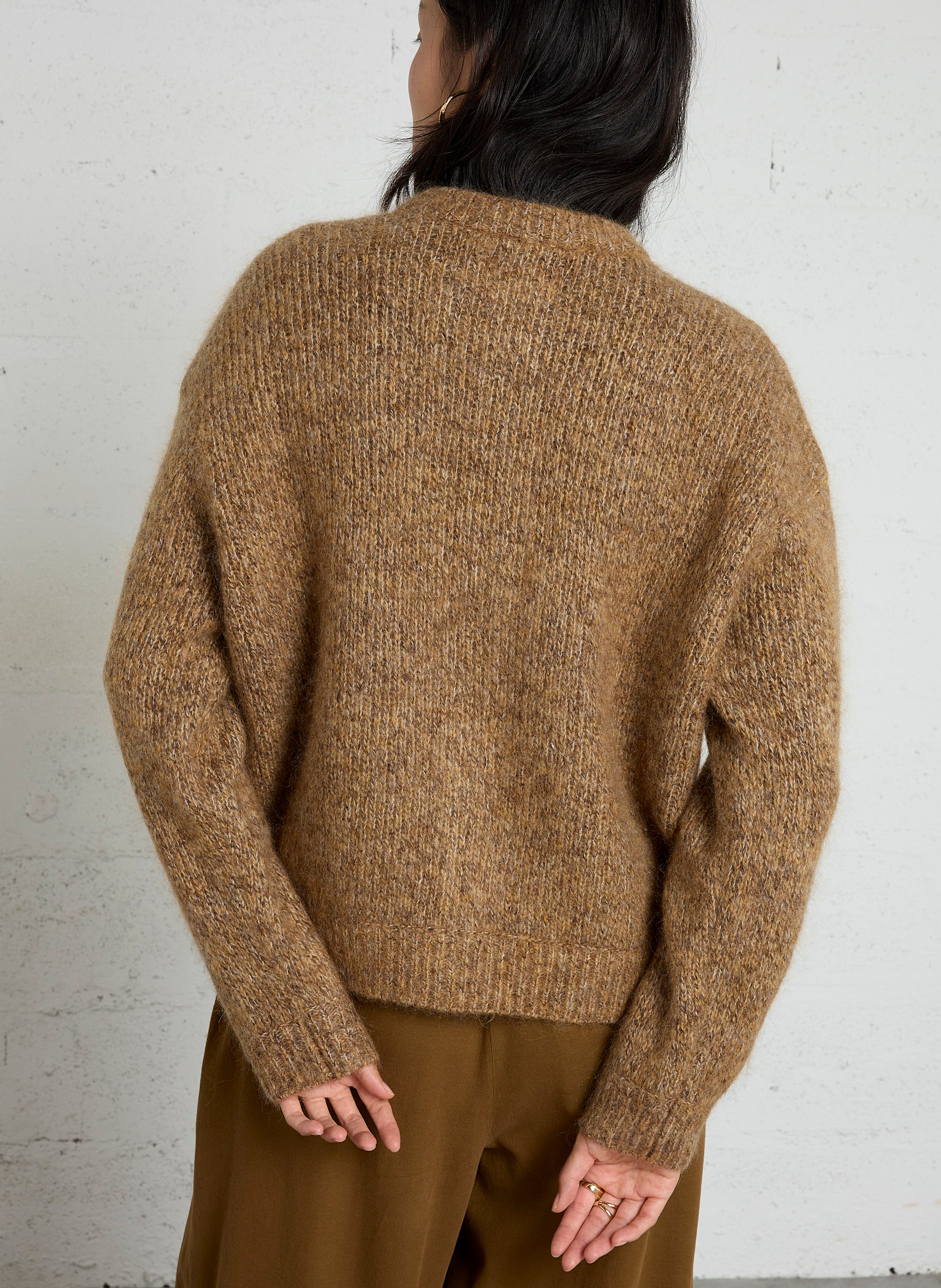 Round-neck wool-blend cardigan DES PETITS HAUTS Brown