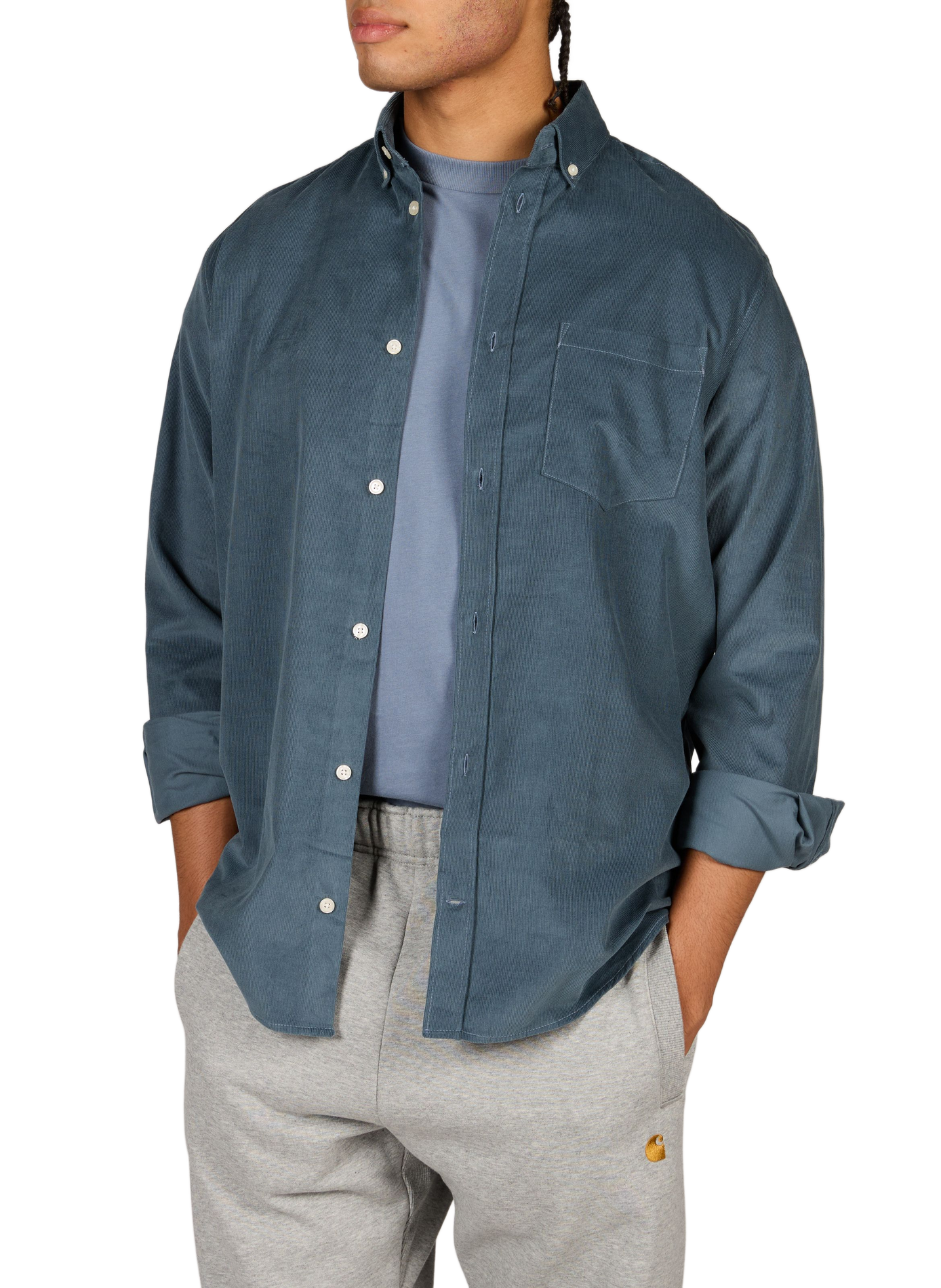 Loose-fit corduroy cotton shirt AU PRINTEMPS PARIS Blue