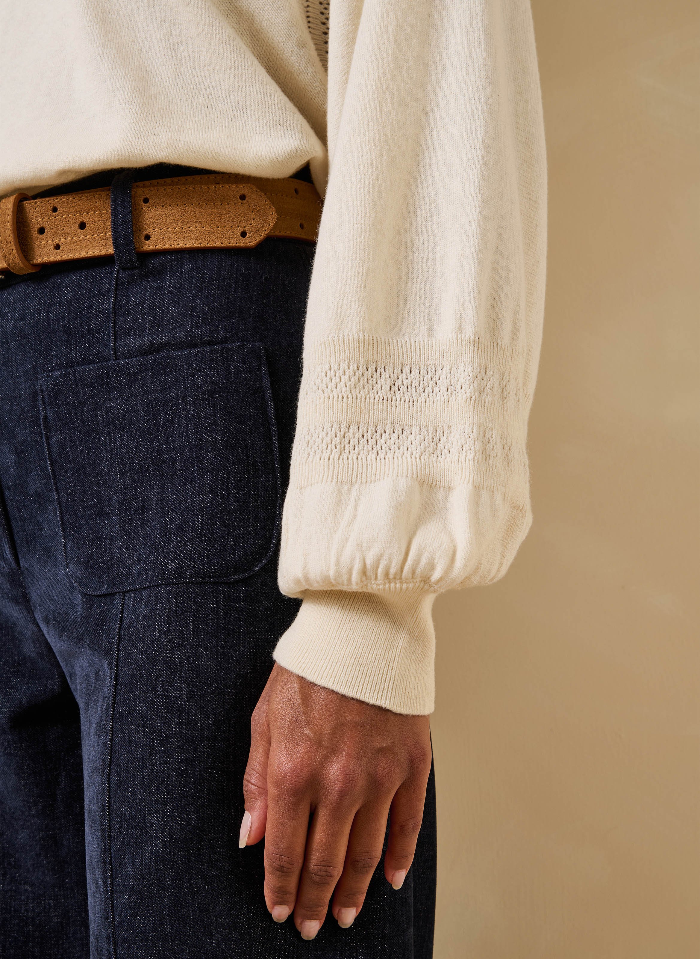 Oversized sweater in wool and organic cotton LA FEE MARABOUTEE White