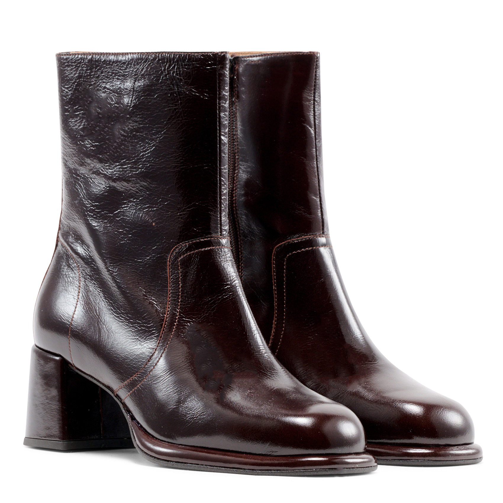 Crinkled leather heeled ankle boots MELLOW YELLOW Brown
