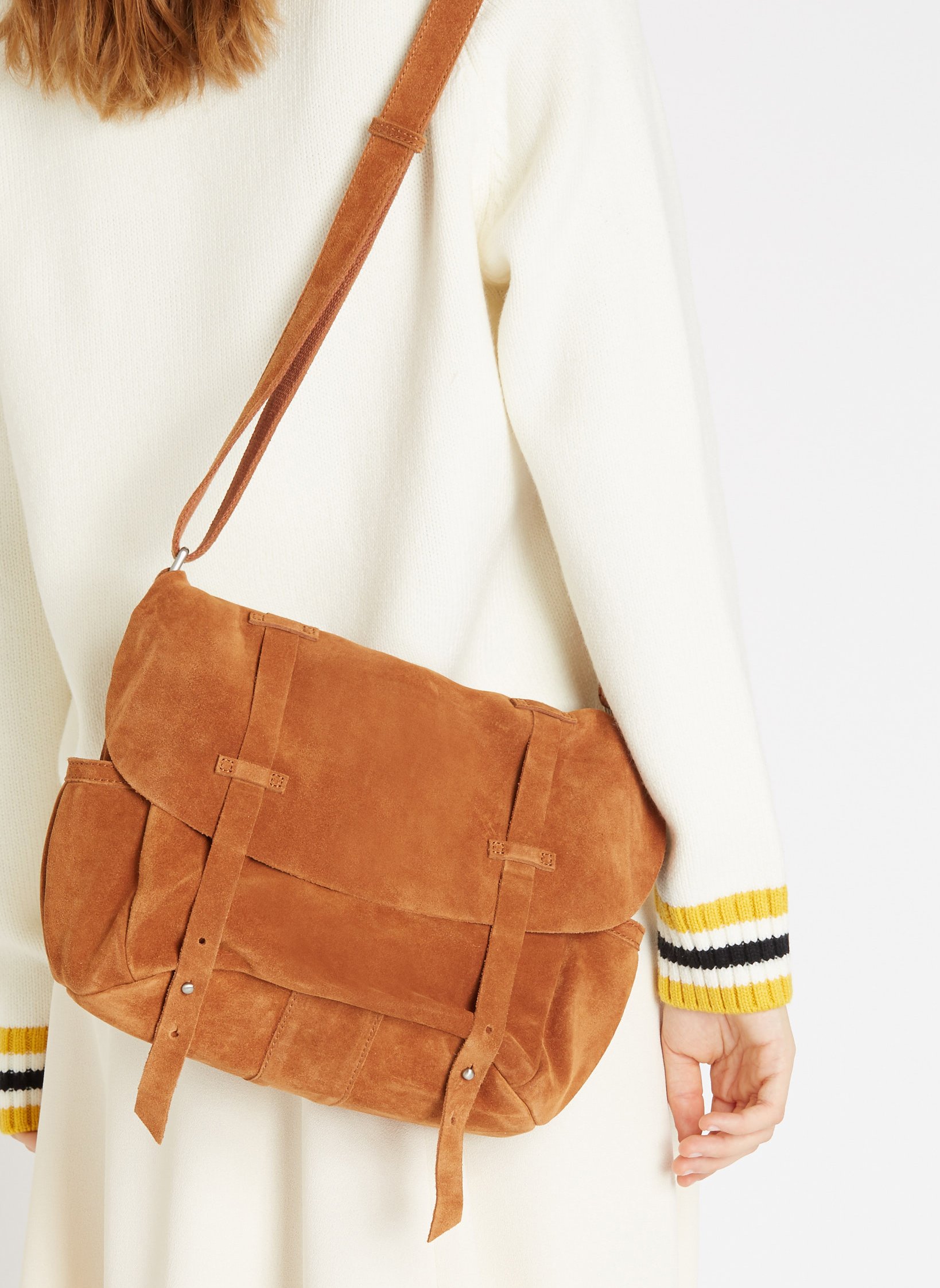 Suède schoudertas MILA LOUISE Bruin