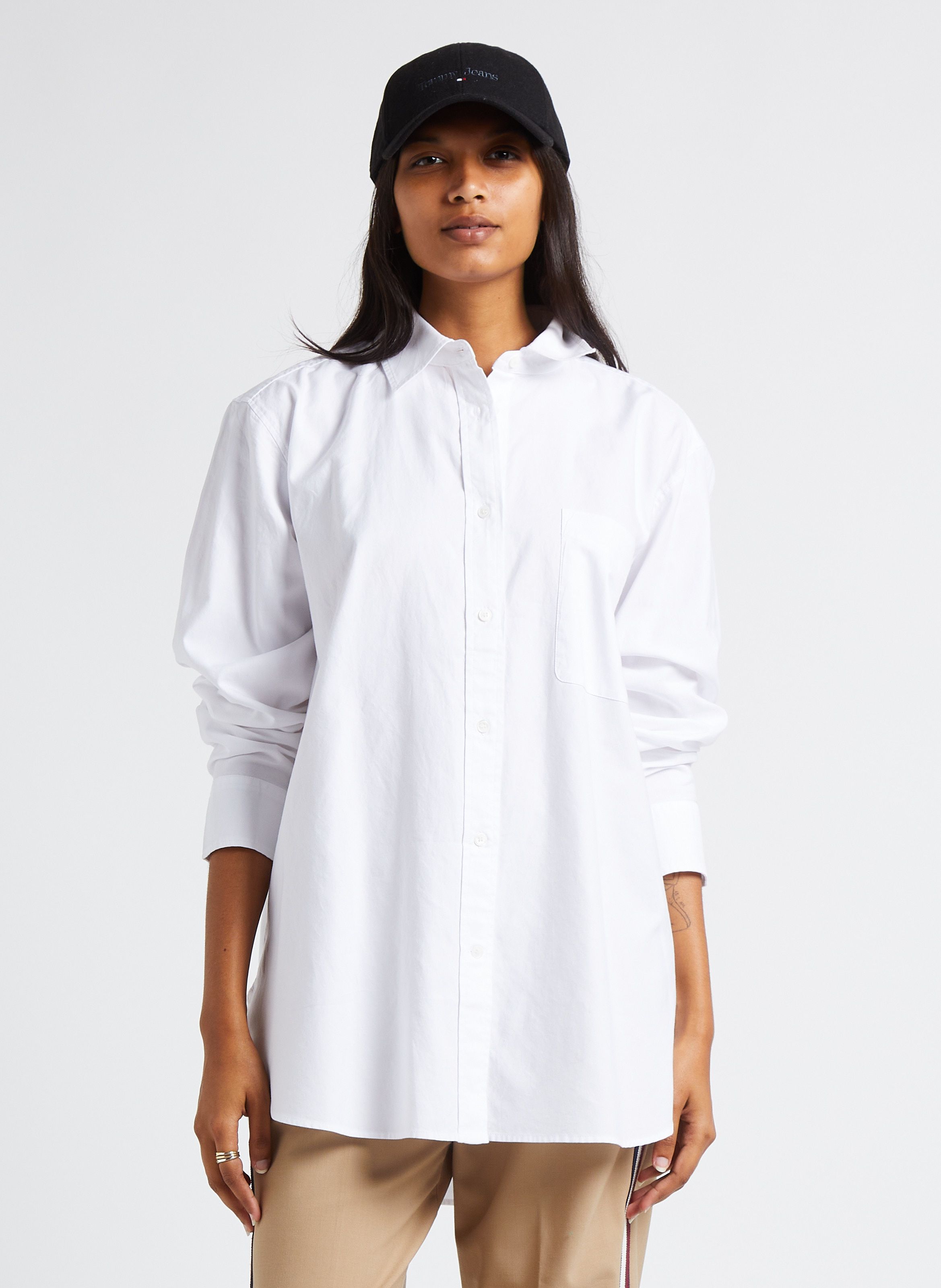 Chemise col classique en coton Blanc