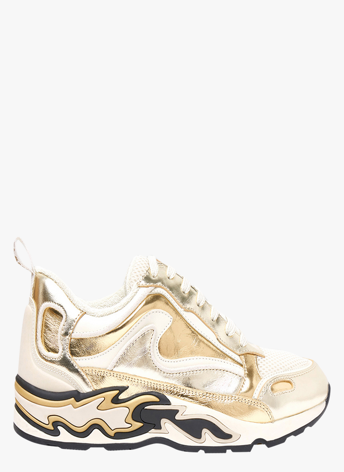 sneakers chaussure basket femme blanc or doré brillante tendance