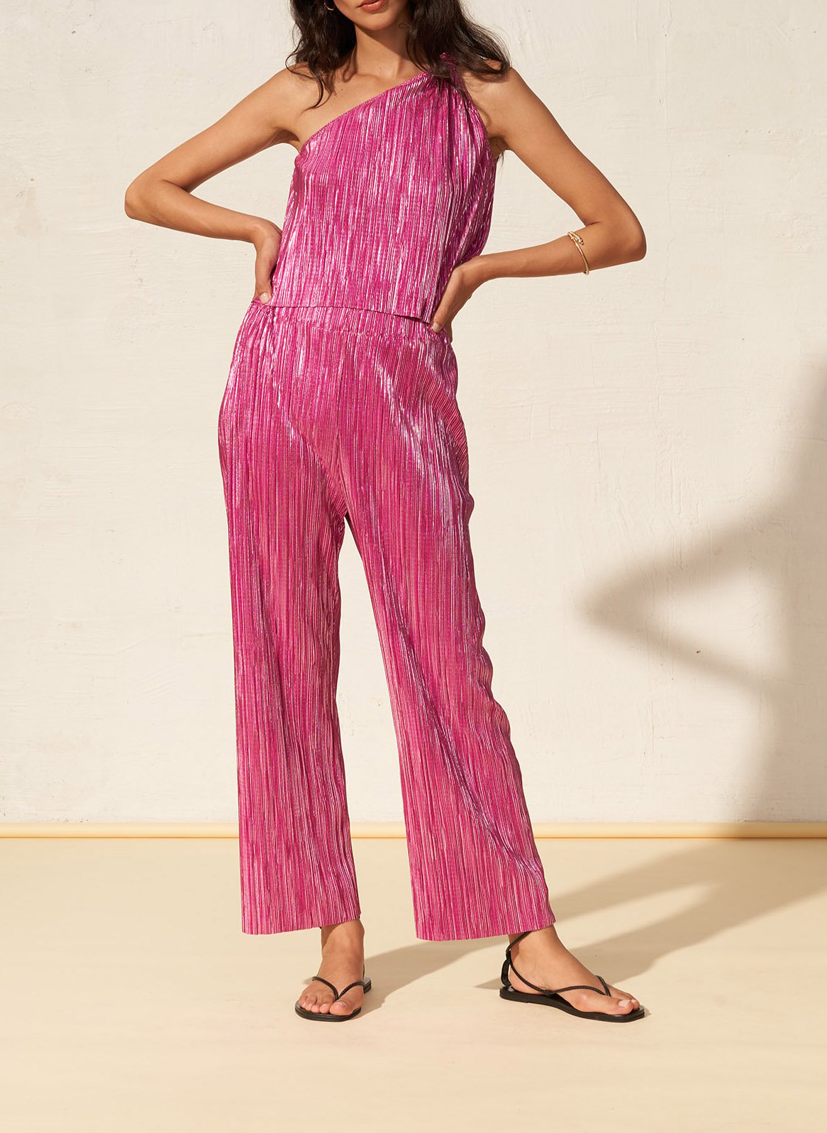Front-pleated high-rise wide-leg trousers FETE IMPERIALE Pink