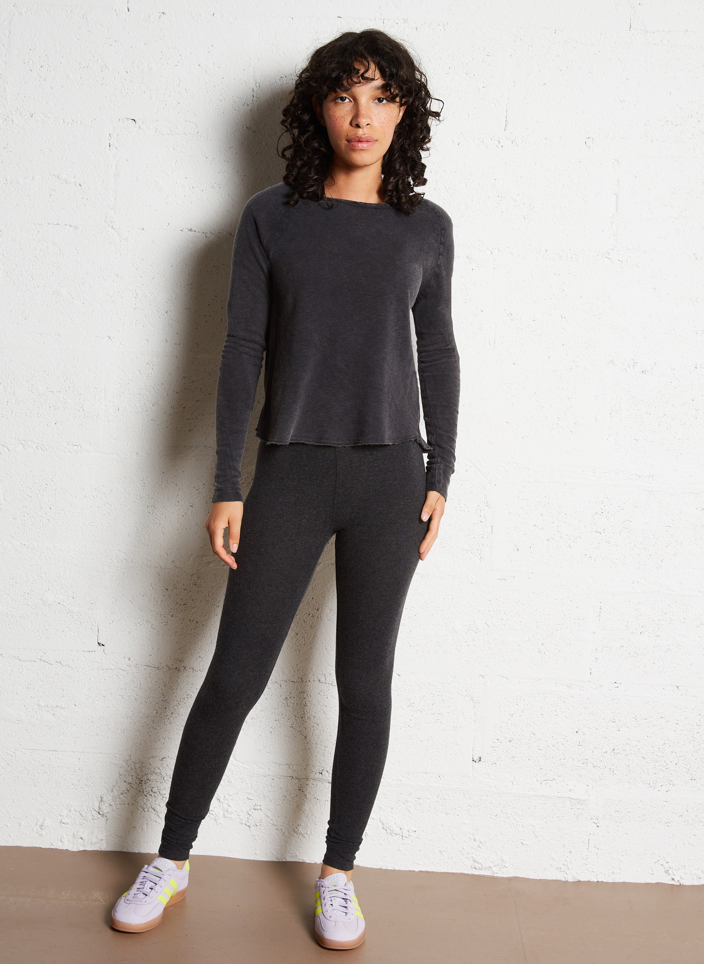 Baumwoll-T-Shirt mit Rundhalsausschnitt Schwarz