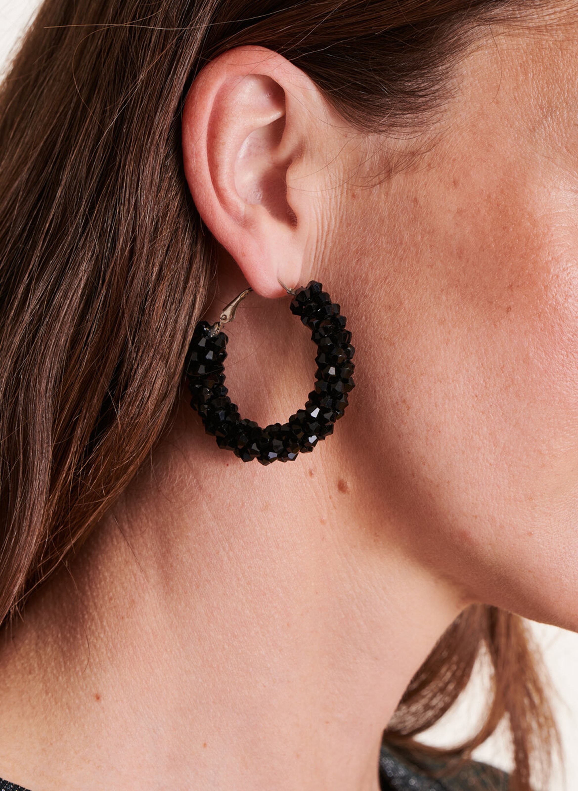 Pearl hoop earrings LA FEE MARABOUTEE Black