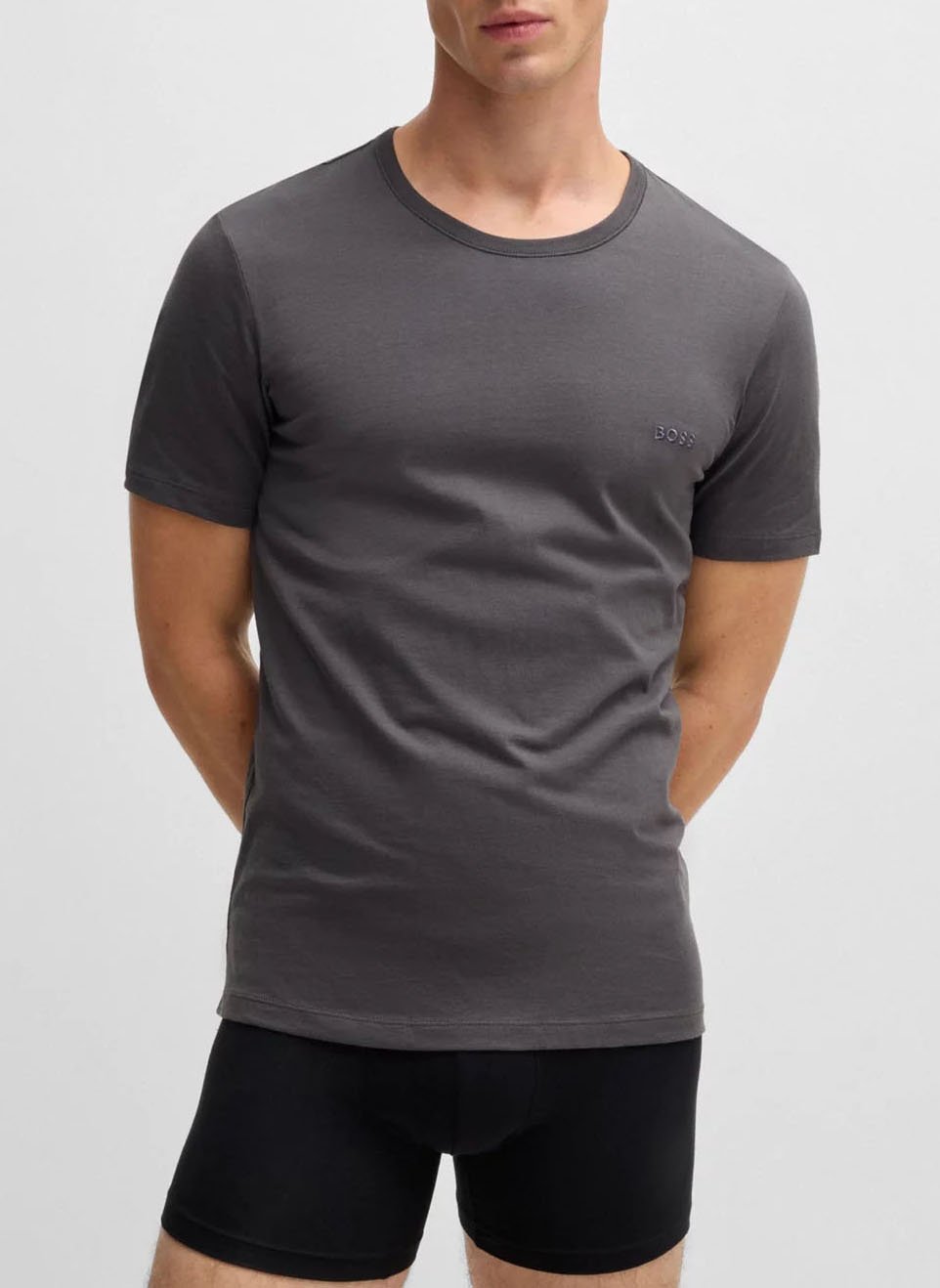 Pack of 3 round-neck cotton T-shirts BOSS Blue