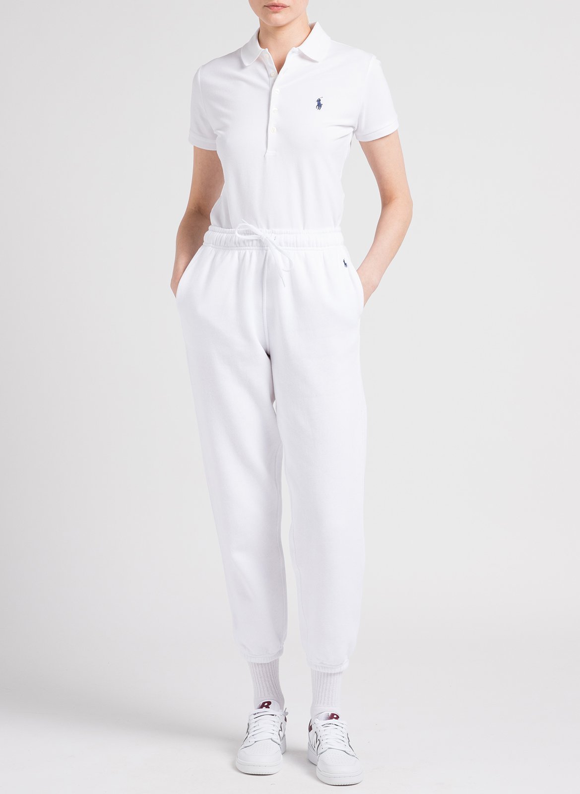 Tee-shirt col polo en coton mélangé POLO RALPH LAUREN Blanc