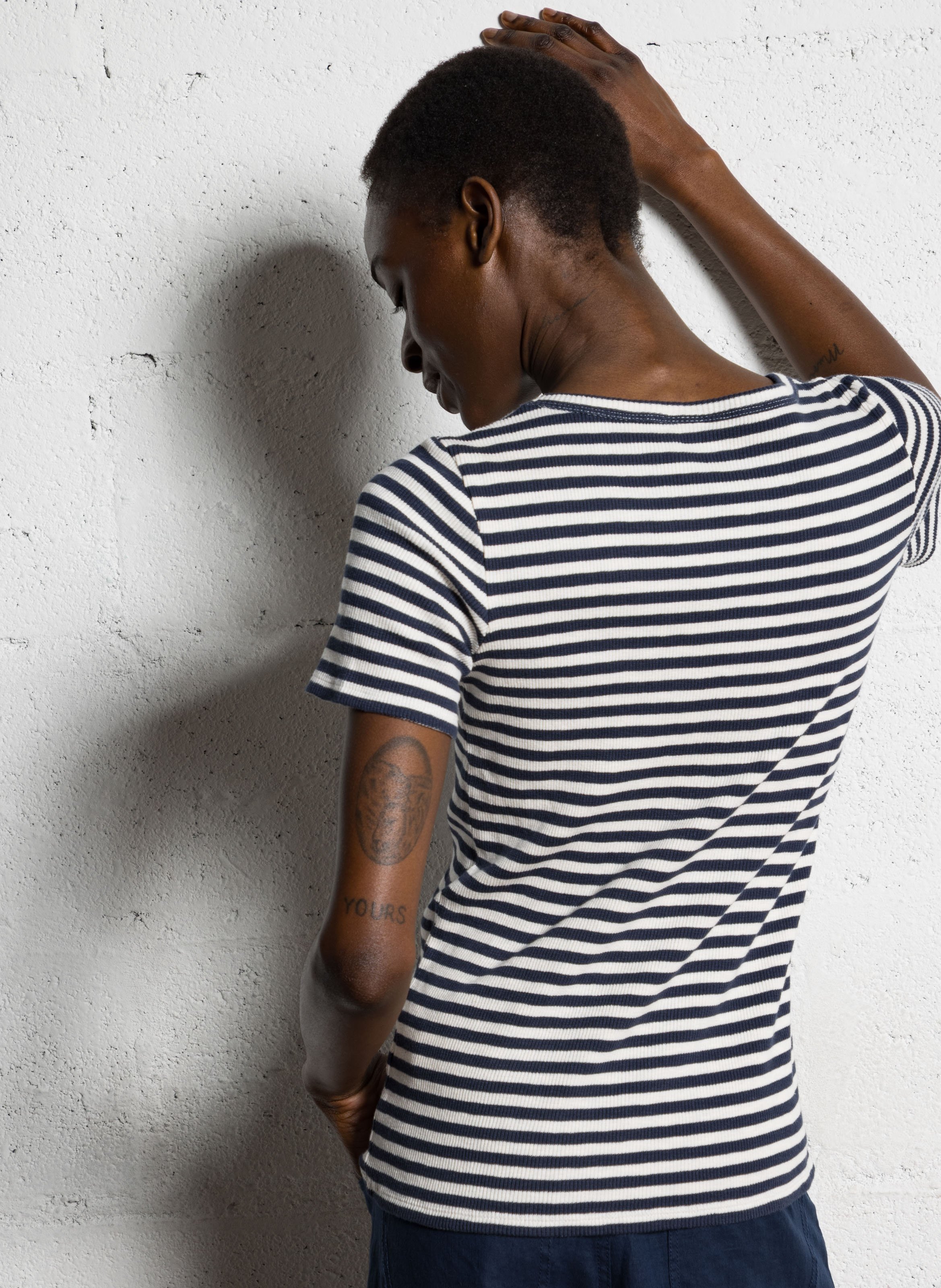 Fitted round-neck cotton-blend T-shirt HARTFORD Blue