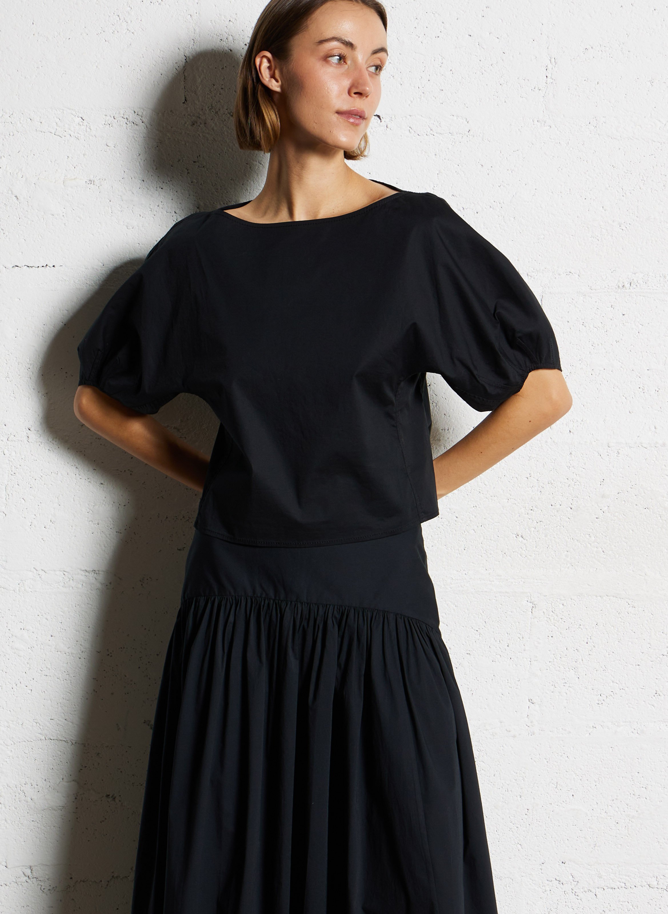 Boat neck top in blended cotton STAUD Black