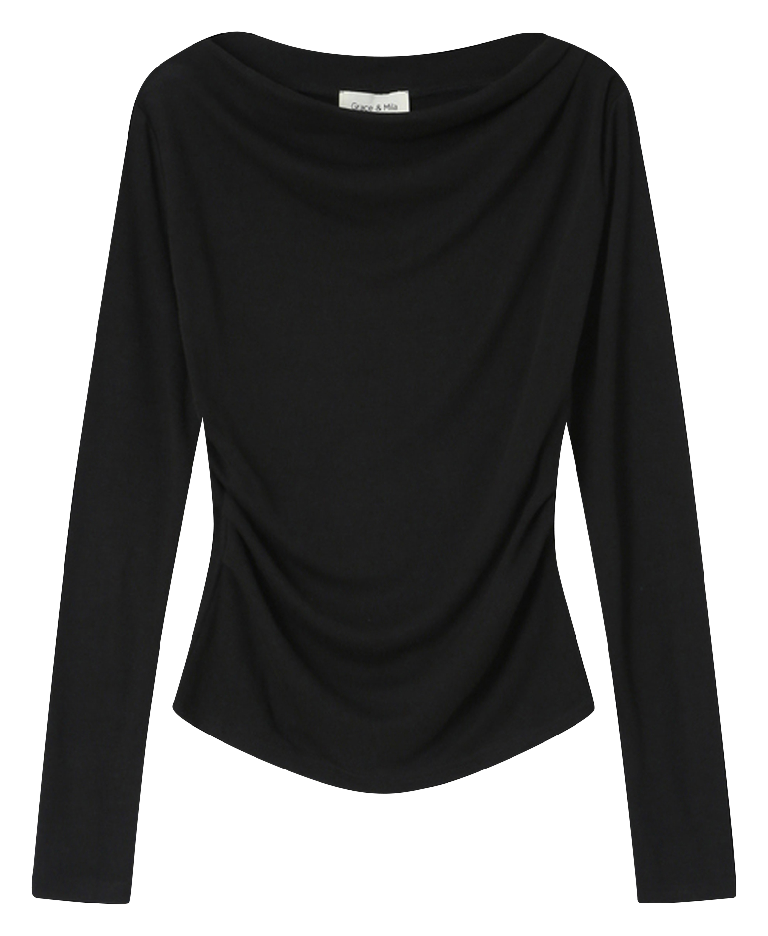 Boat-neck crepe sweater GRACE ET MILA Black