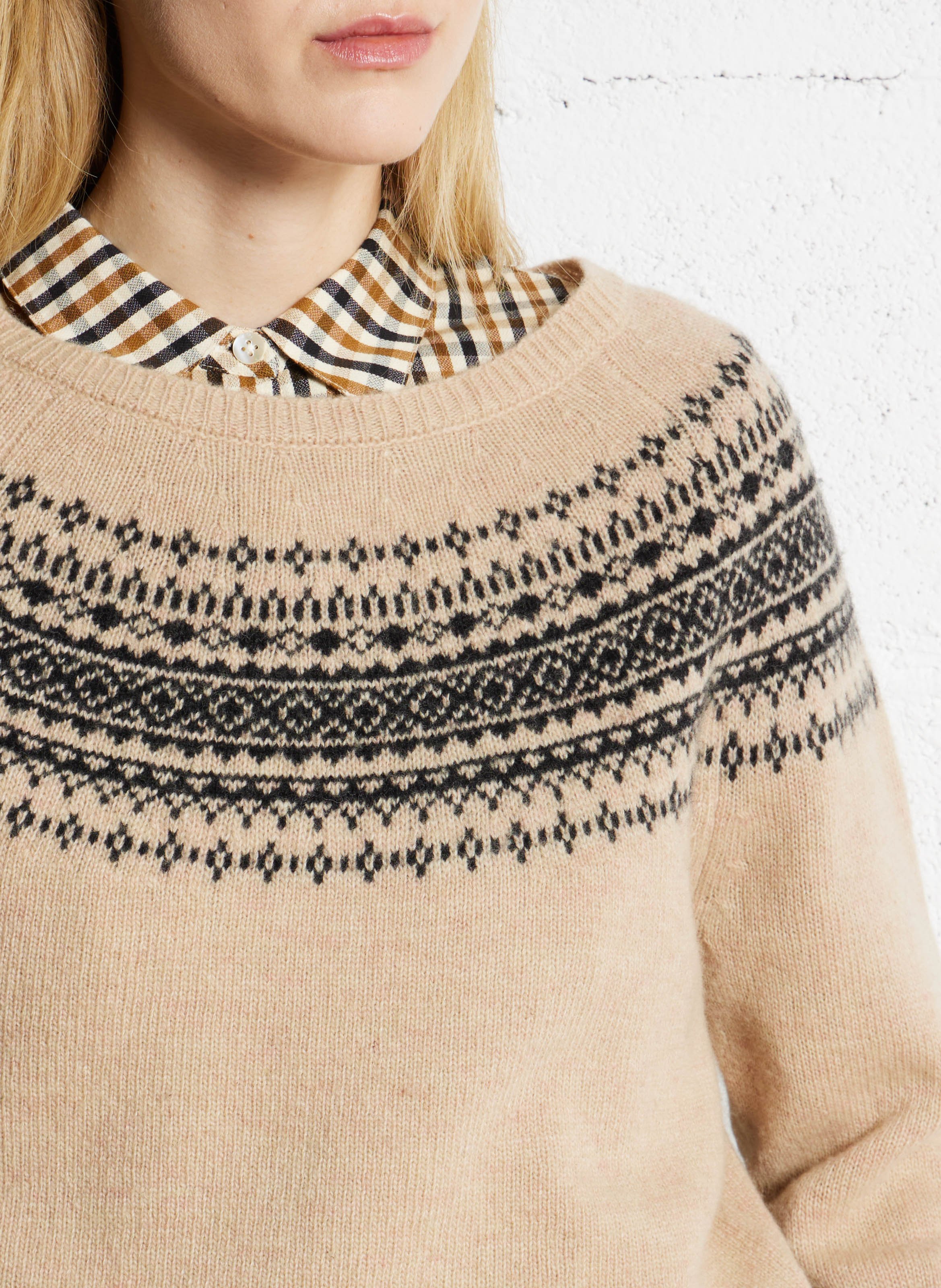 Pull droit en laine mélangée  NICE THINGS Beige