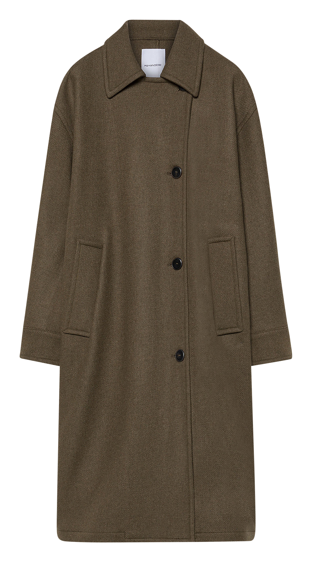 Manteau oversize col classique en laine mélangé POMANDERE Vert